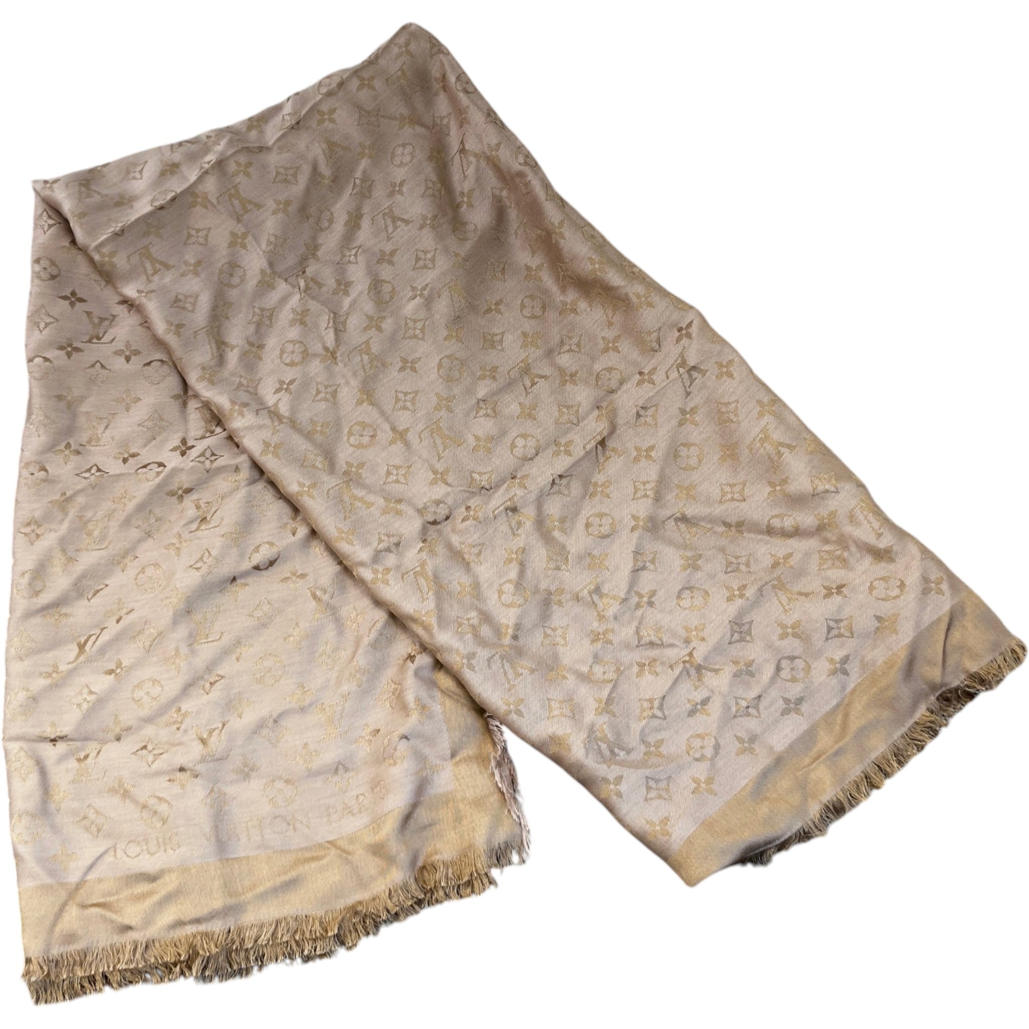 Women's Monogram Shine Shawl Scarf Nude