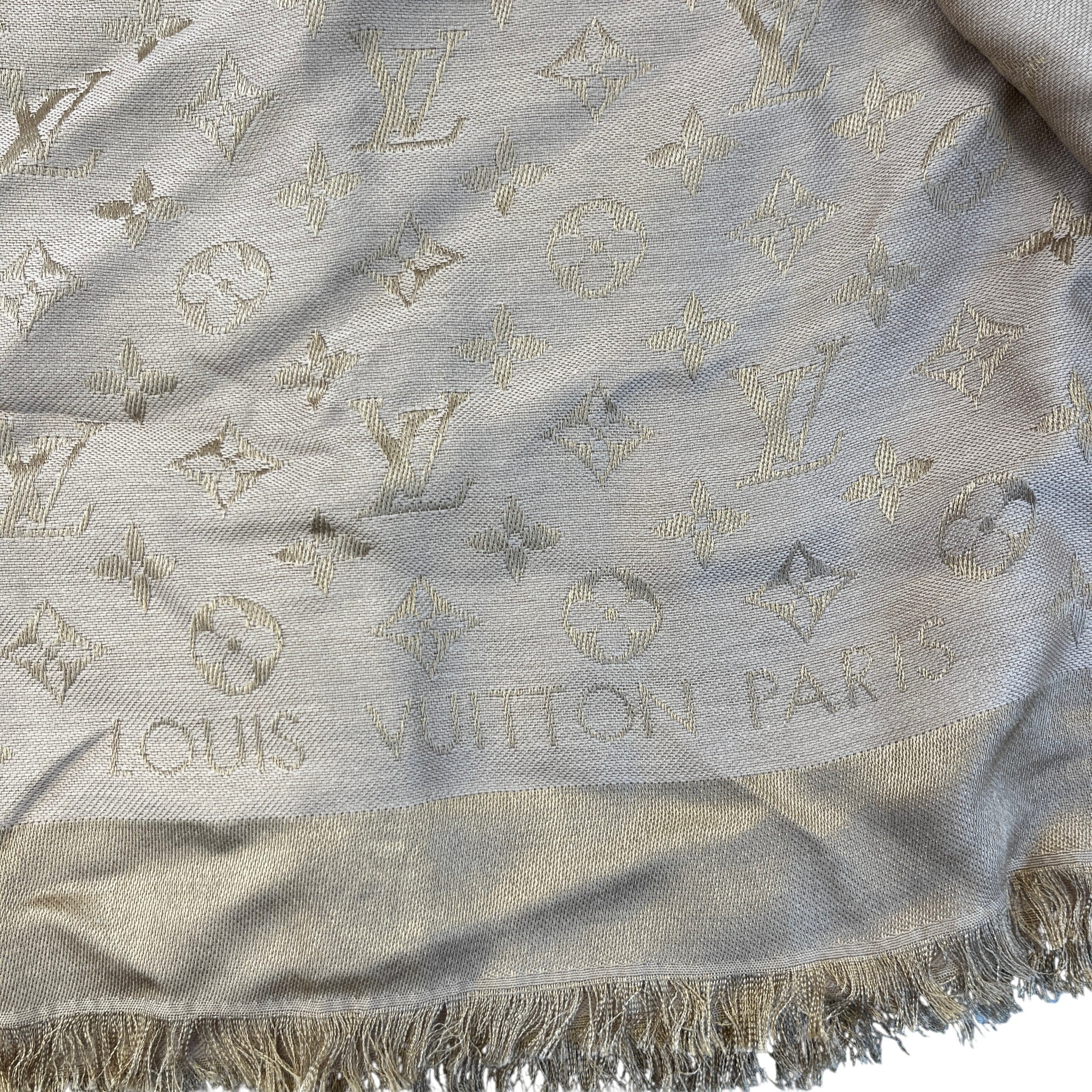 Women's Monogram Shine Shawl Scarf Nude