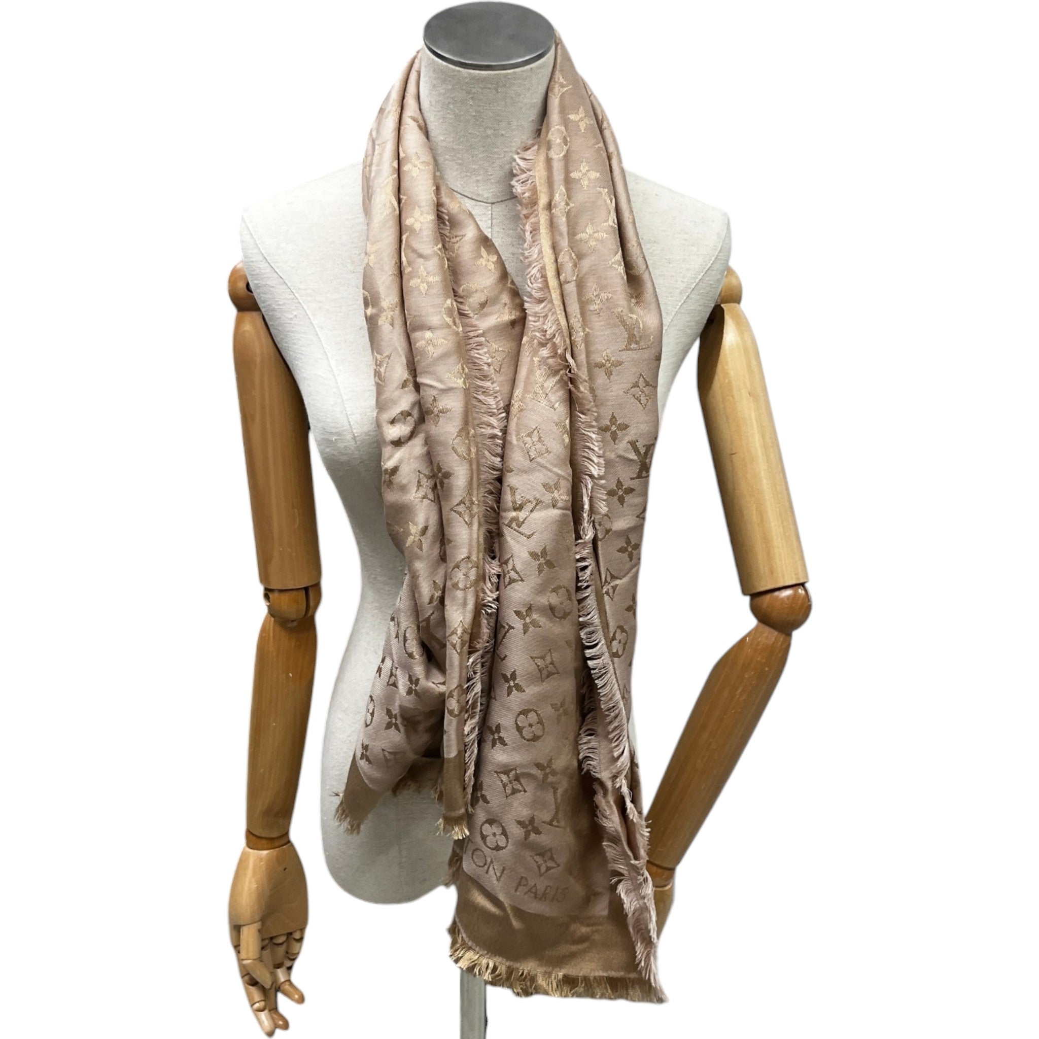 Women's Monogram Shine Shawl Scarf Nude