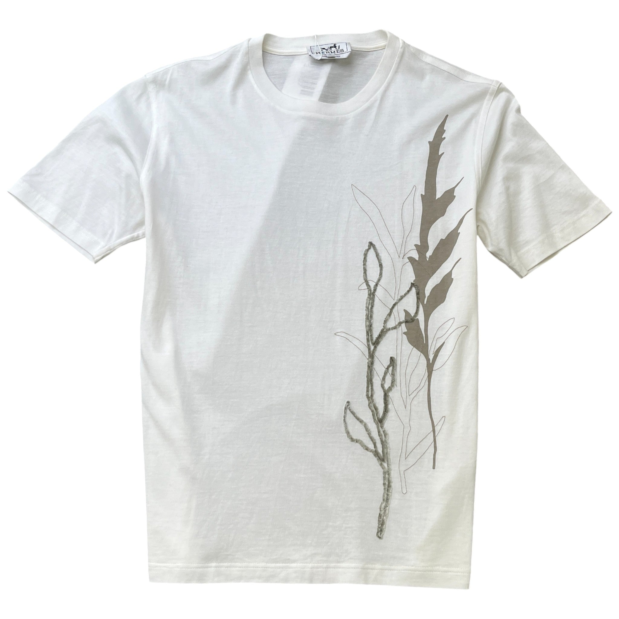 Men's Embroidered Feather Logo T-Shirt White Size M