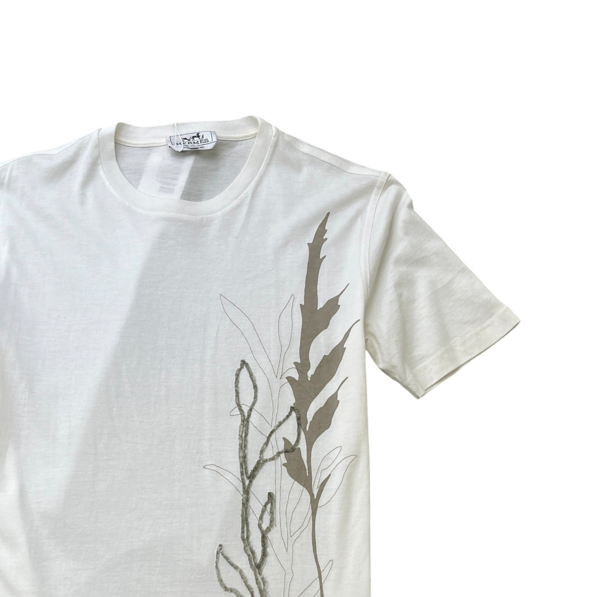 Men's Embroidered Feather Logo T-Shirt White Size M