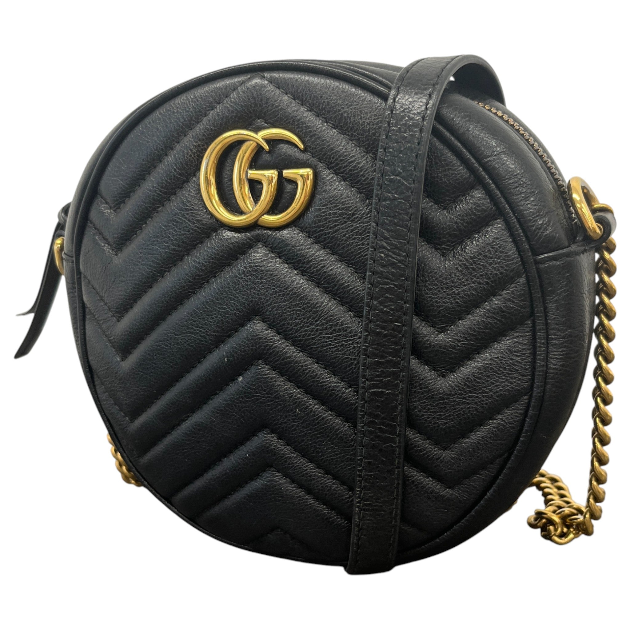 Women's Gg Marmont Mini Round Handbag Black