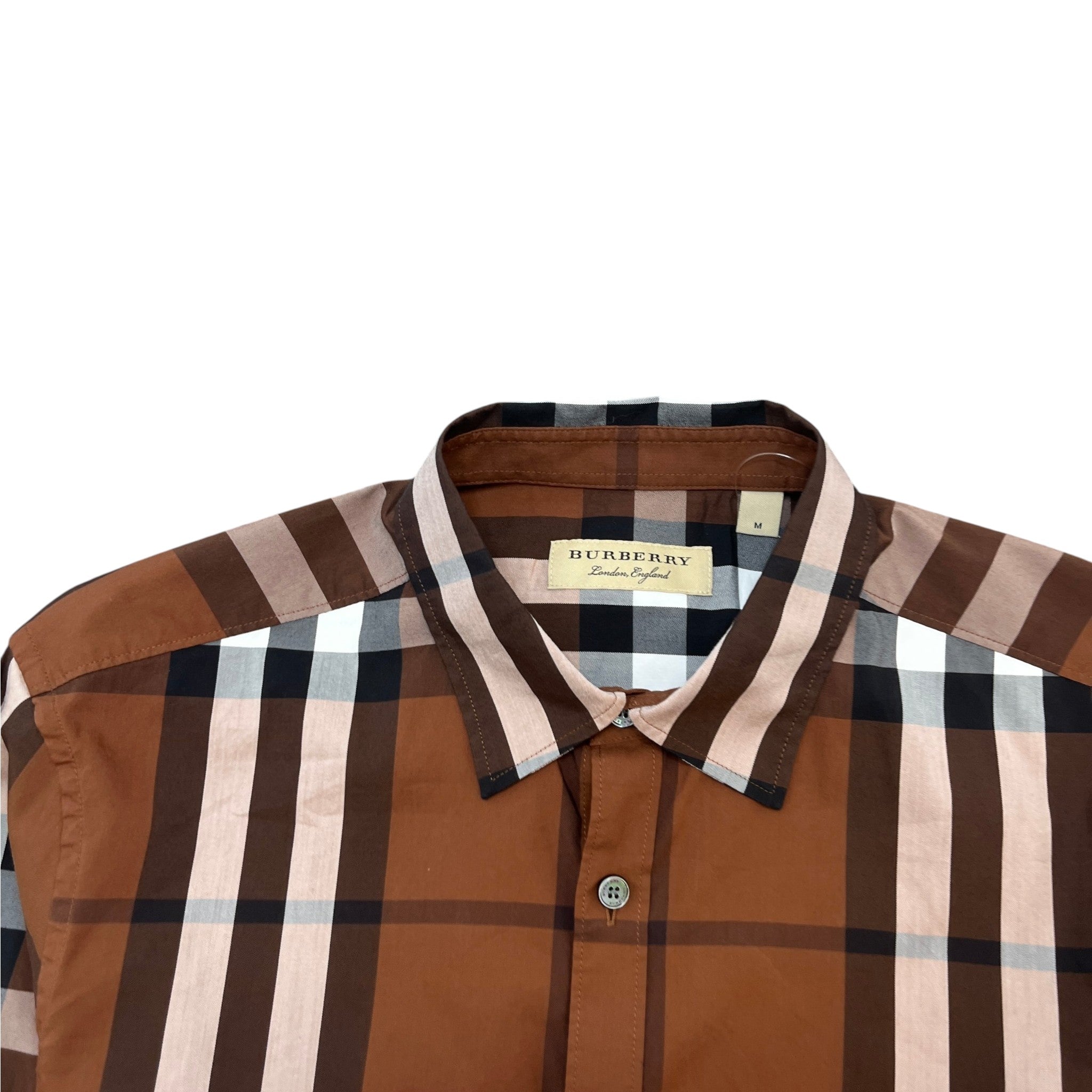 Men's Checkered Long Sleeve Shirt Brown Size M
