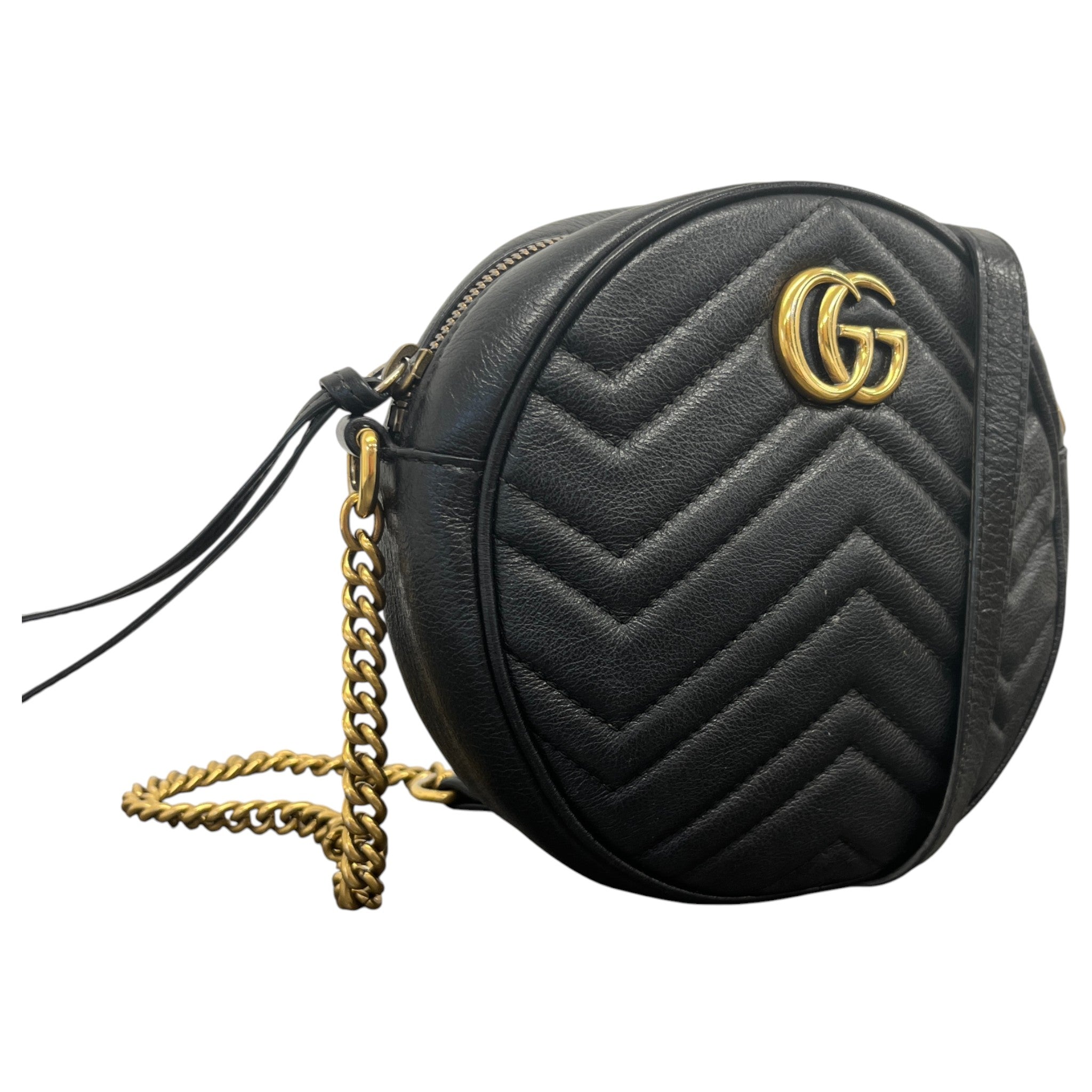 Women's Gg Marmont Mini Round Handbag Black