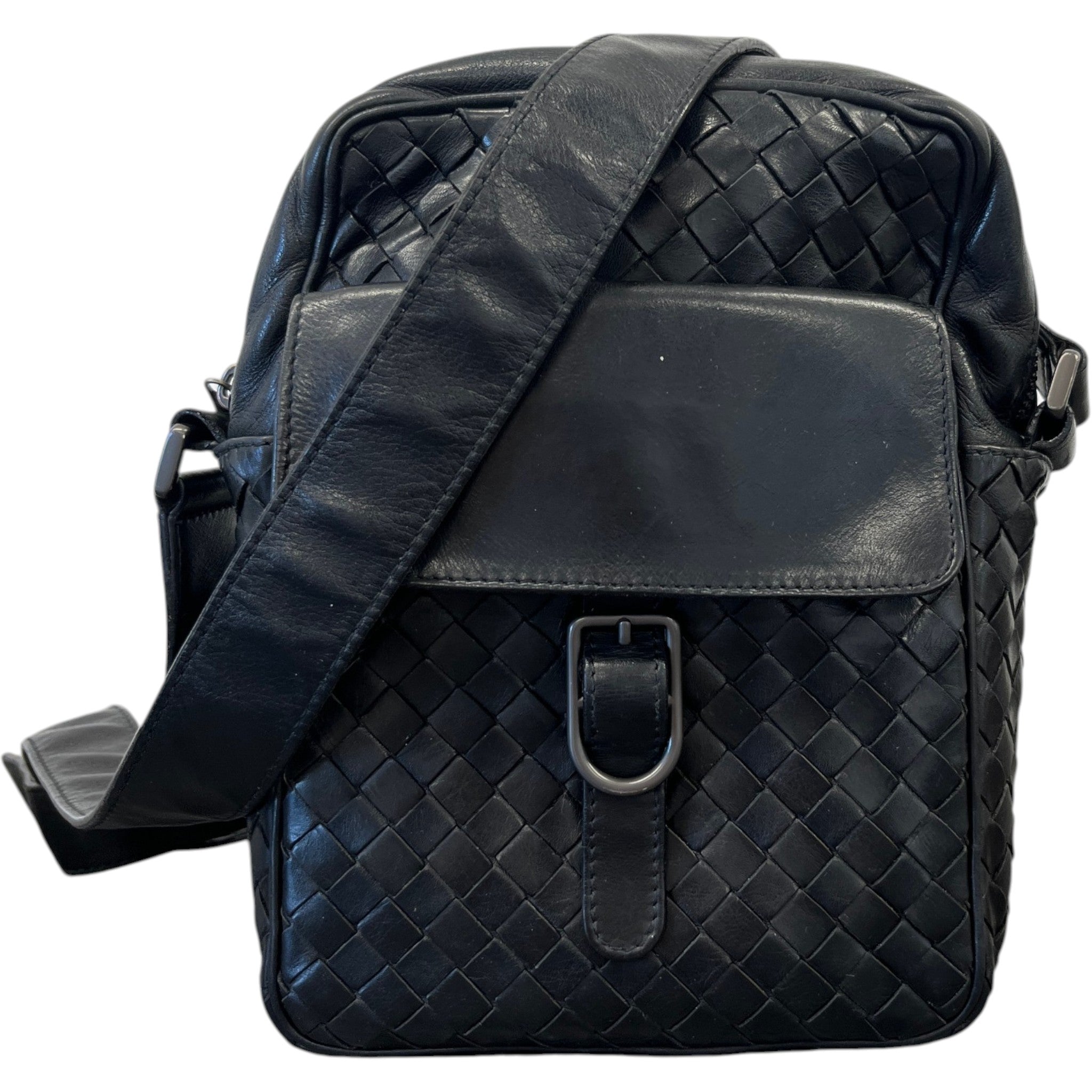 Men's Intrecciato Messenger Bag Black