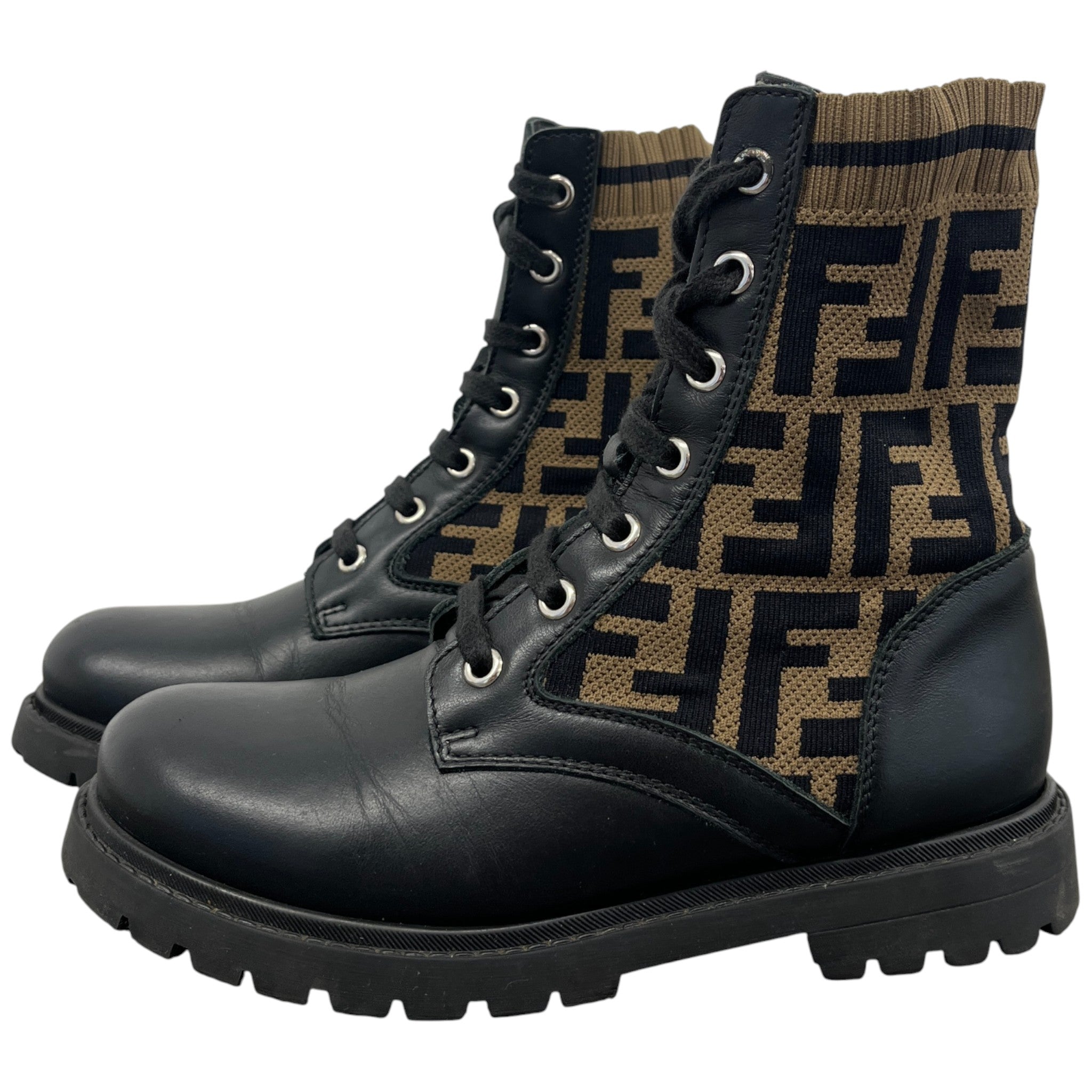 Women's Ff Monogram Boots Black Size EU 34 / UK 1