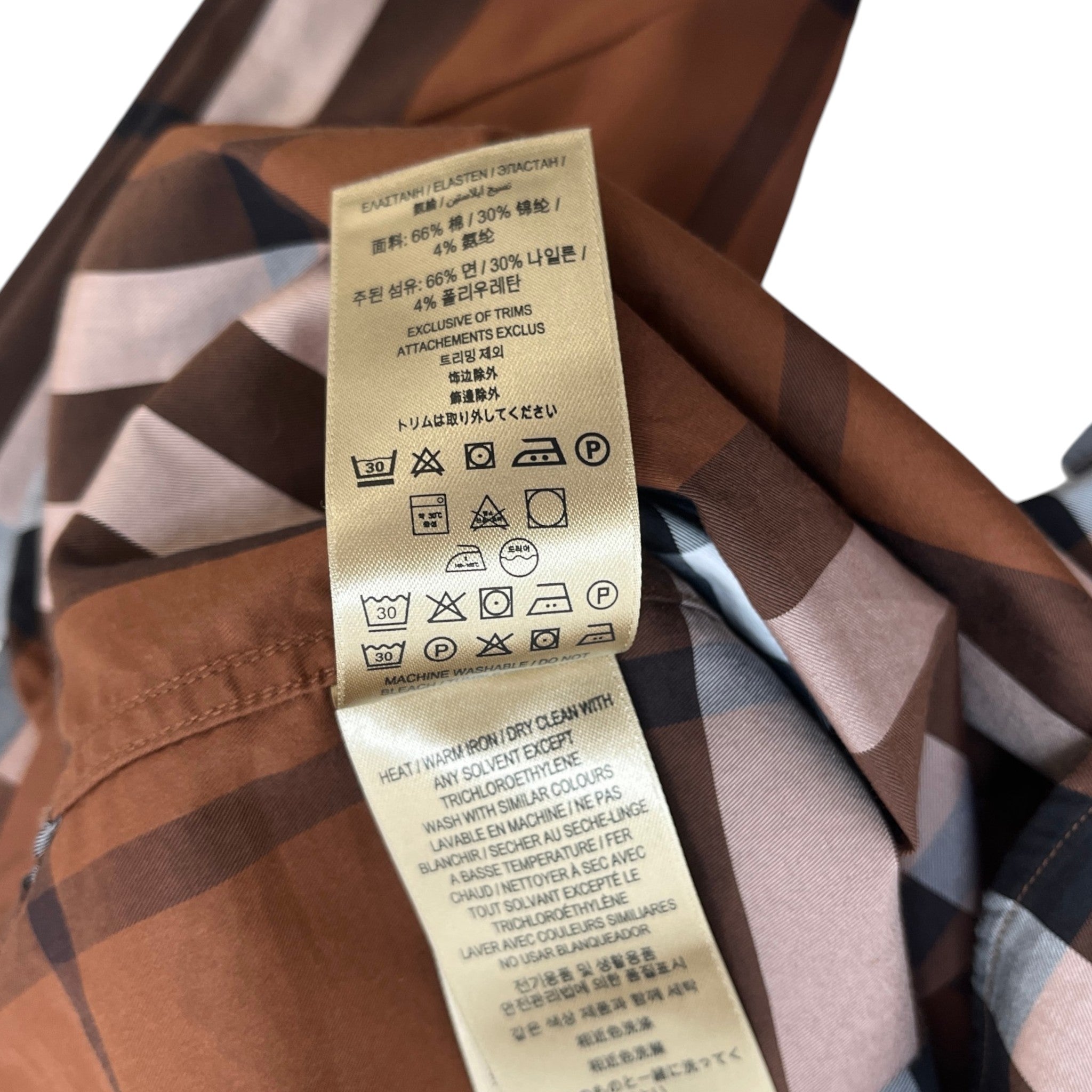Men's Checkered Long Sleeve Shirt Brown Size M
