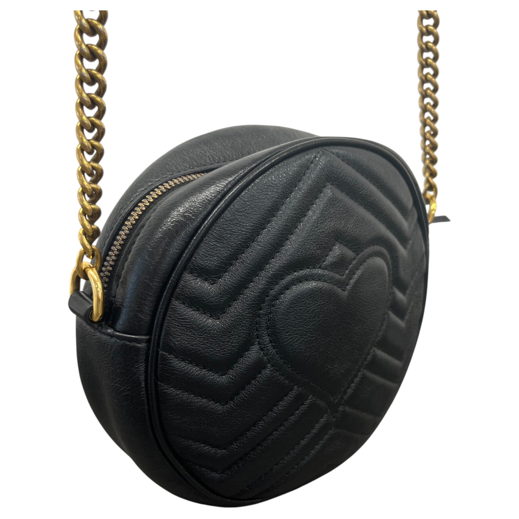 Women's Gg Marmont Mini Round Handbag Black