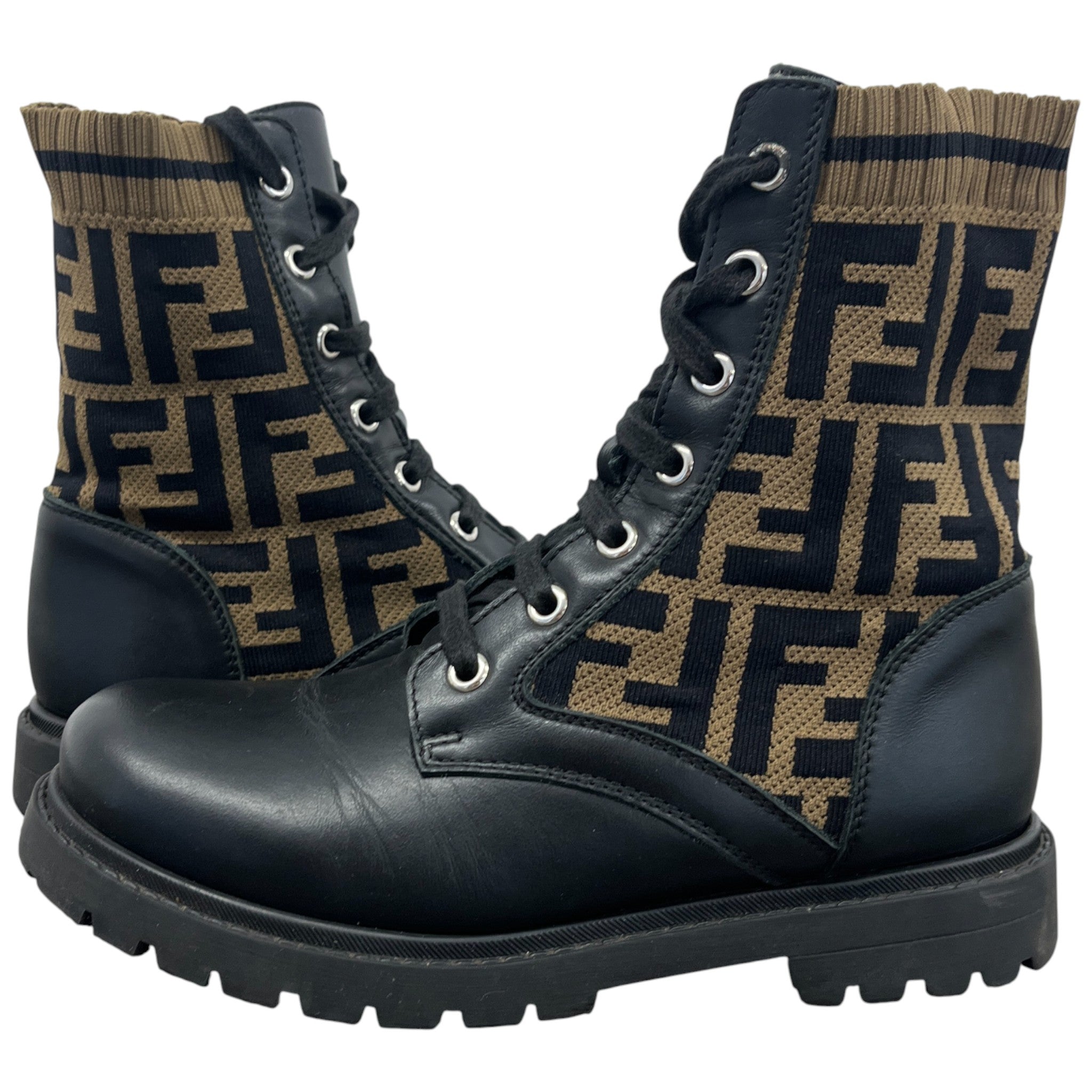 Women's Ff Monogram Boots Black Size EU 34 / UK 1