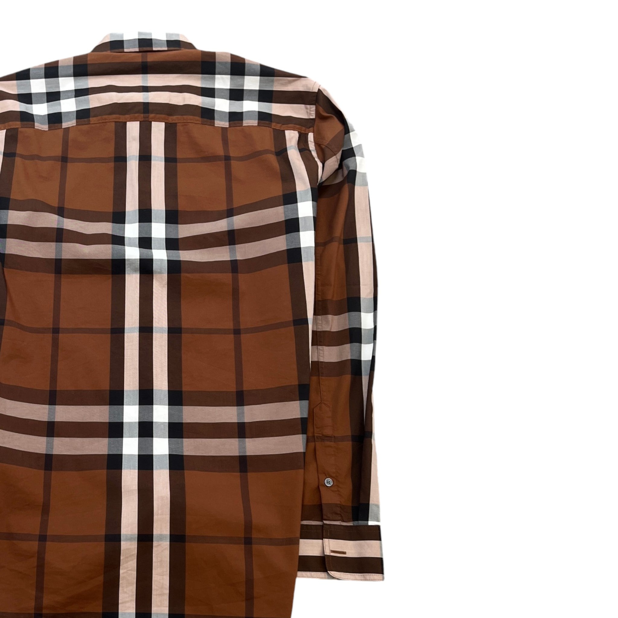 Men's Checkered Long Sleeve Shirt Brown Size M