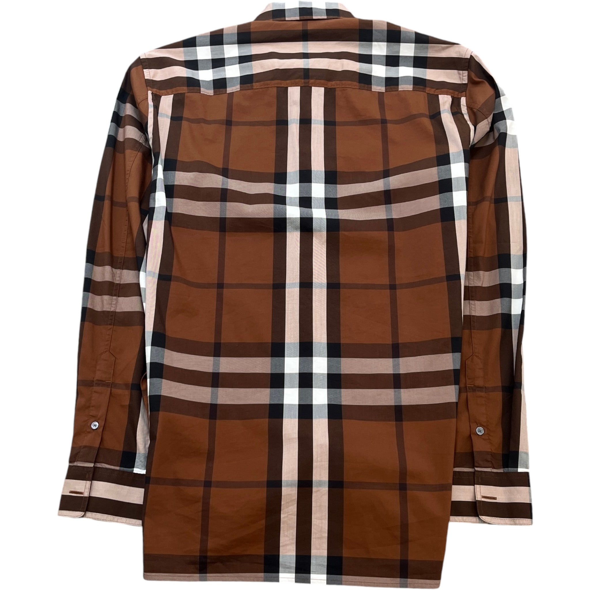 Men's Checkered Long Sleeve Shirt Brown Size M