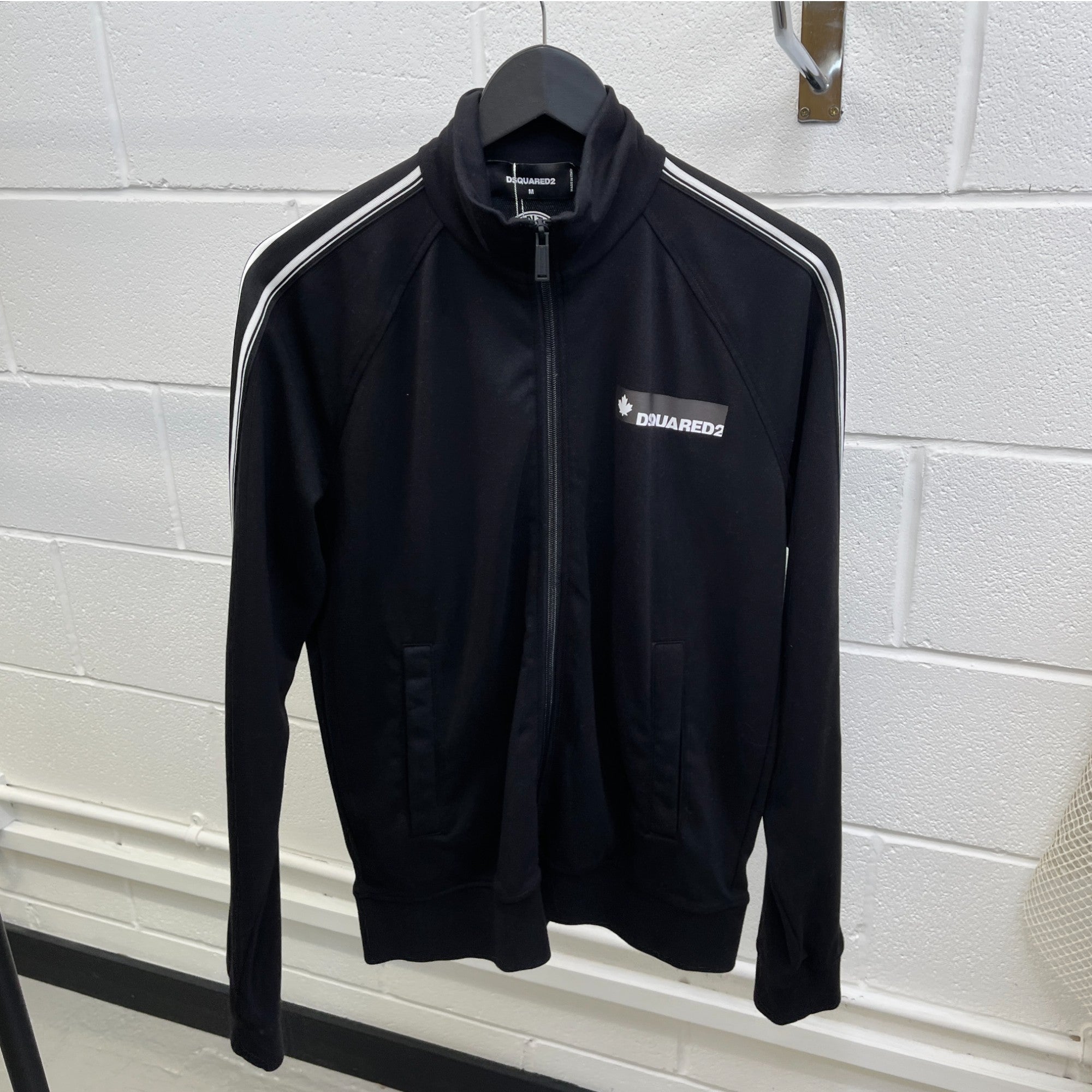 Men's Logo Print Track Jacket Black Size M