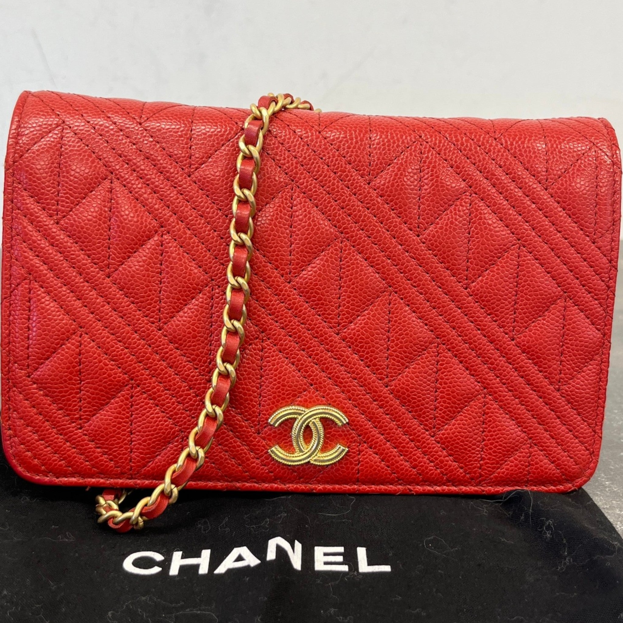 Women's Cc Caviar Mixed Quilt Woc Bag Red