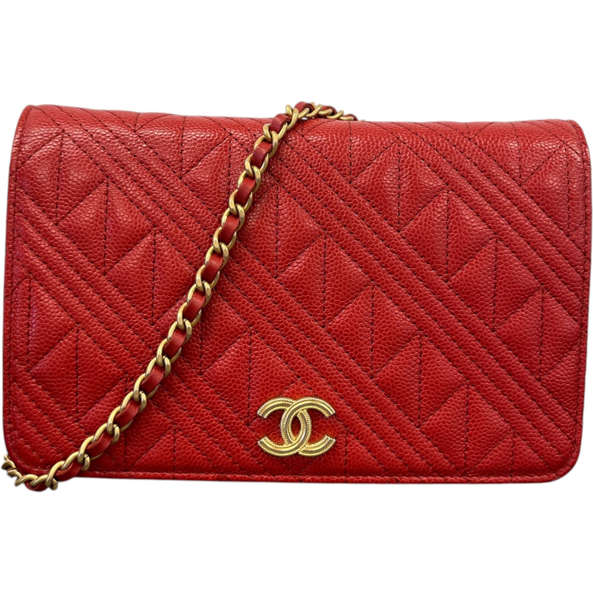 Women's Cc Caviar Mixed Quilt Woc Bag Red
