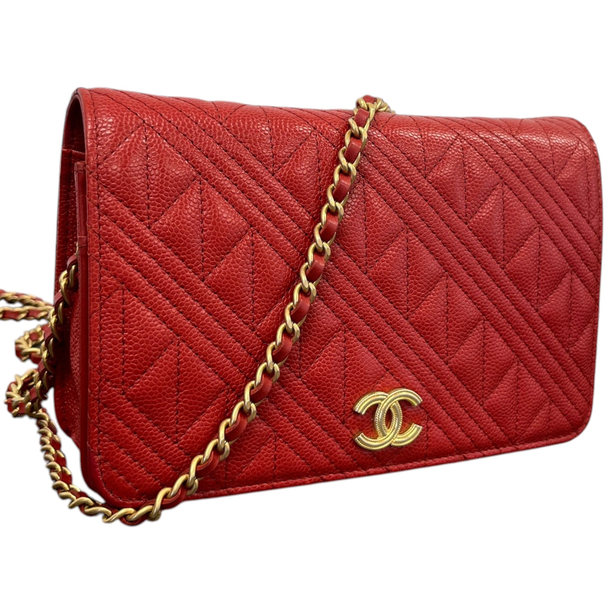 Women's Cc Caviar Mixed Quilt Woc Bag Red