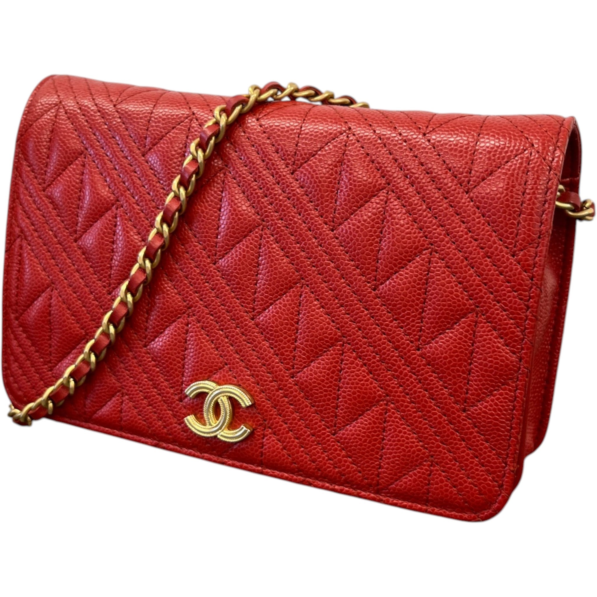 Women's Cc Caviar Mixed Quilt Woc Bag Red