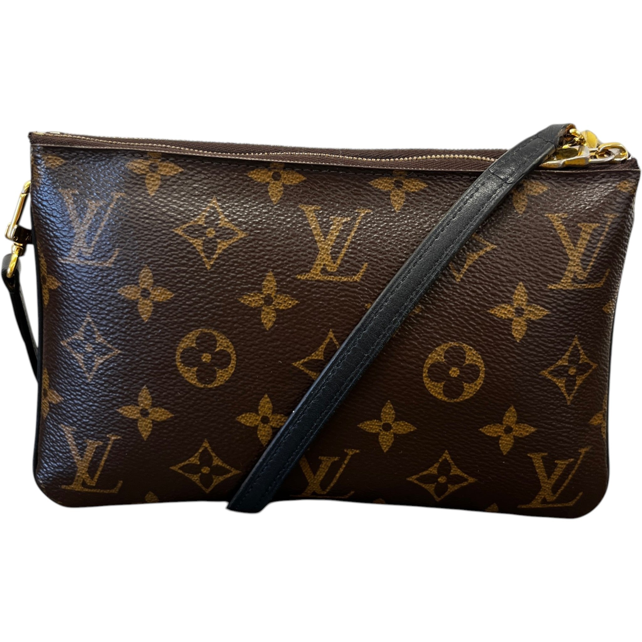 Women's Monogram Giant Double Zip Pochette Bag Brown