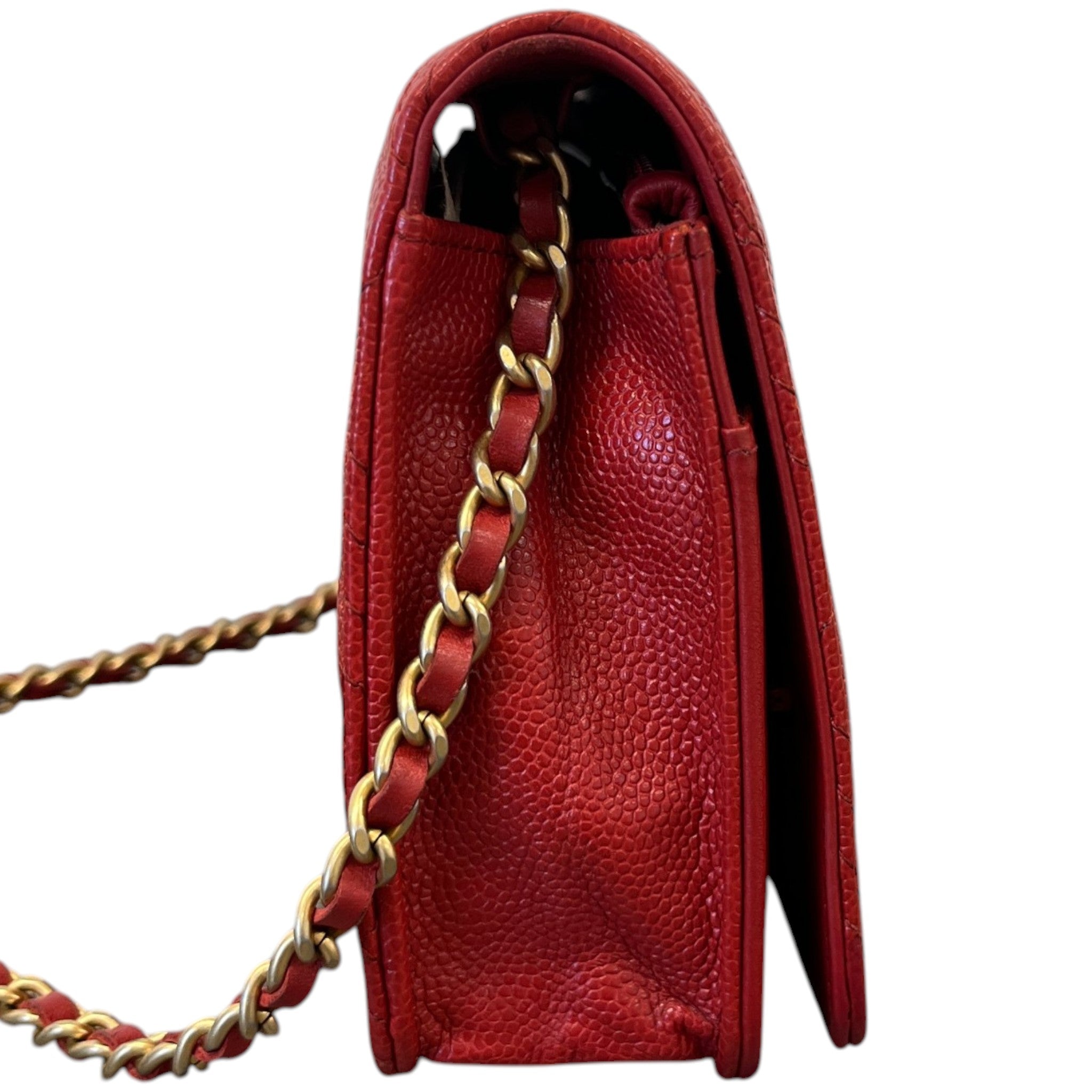 Women's Cc Caviar Mixed Quilt Woc Bag Red