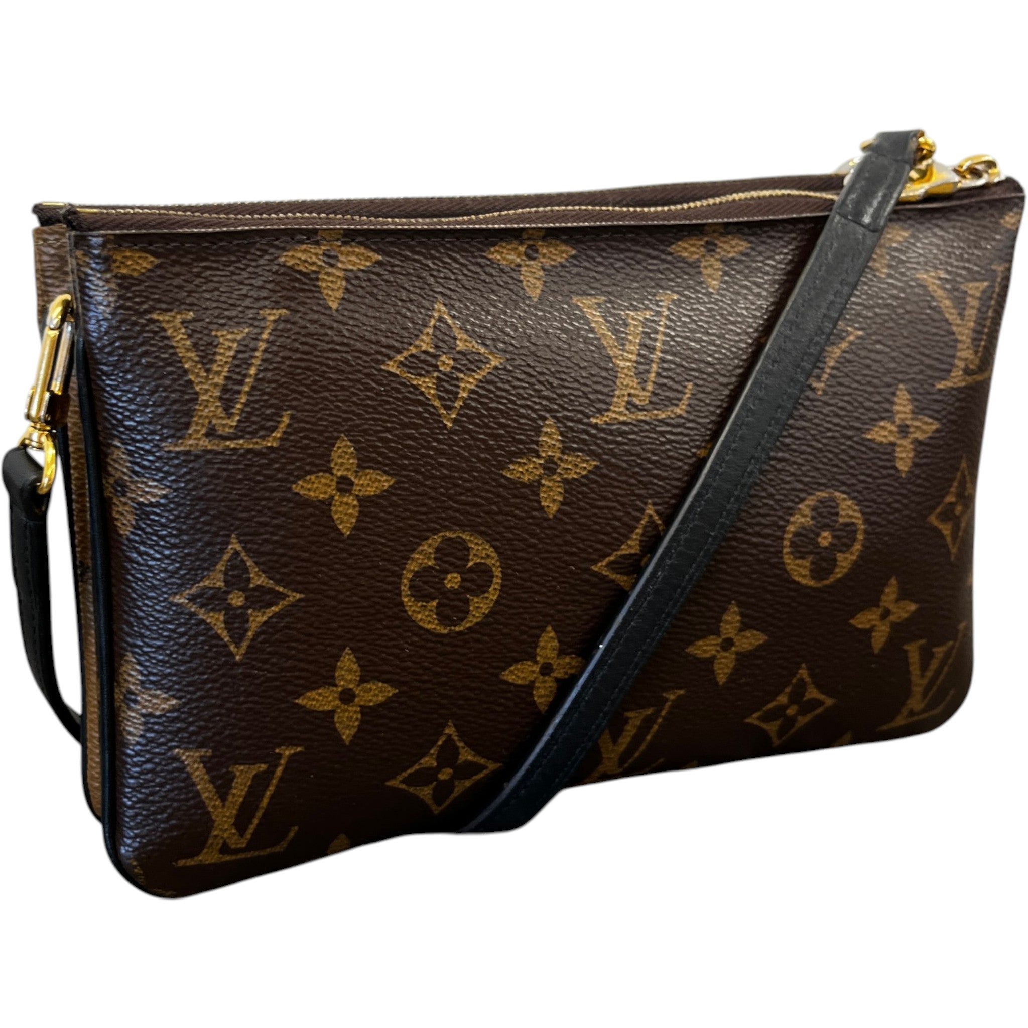 Women's Monogram Giant Double Zip Pochette Bag Brown