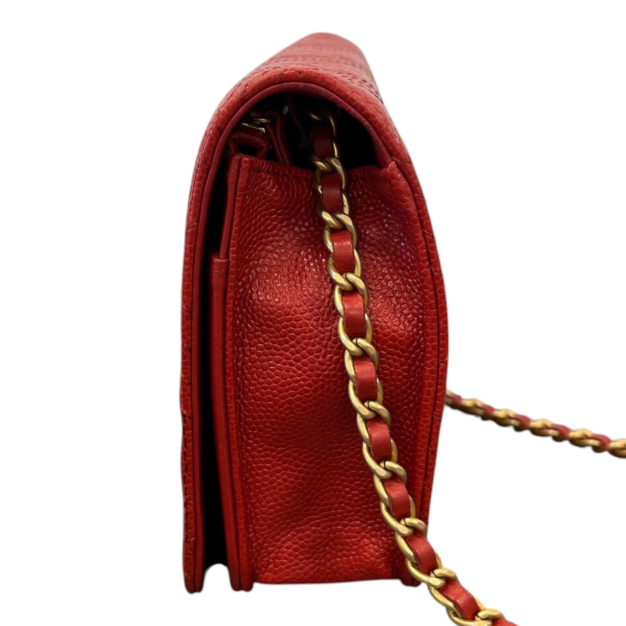 Women's Cc Caviar Mixed Quilt Woc Bag Red