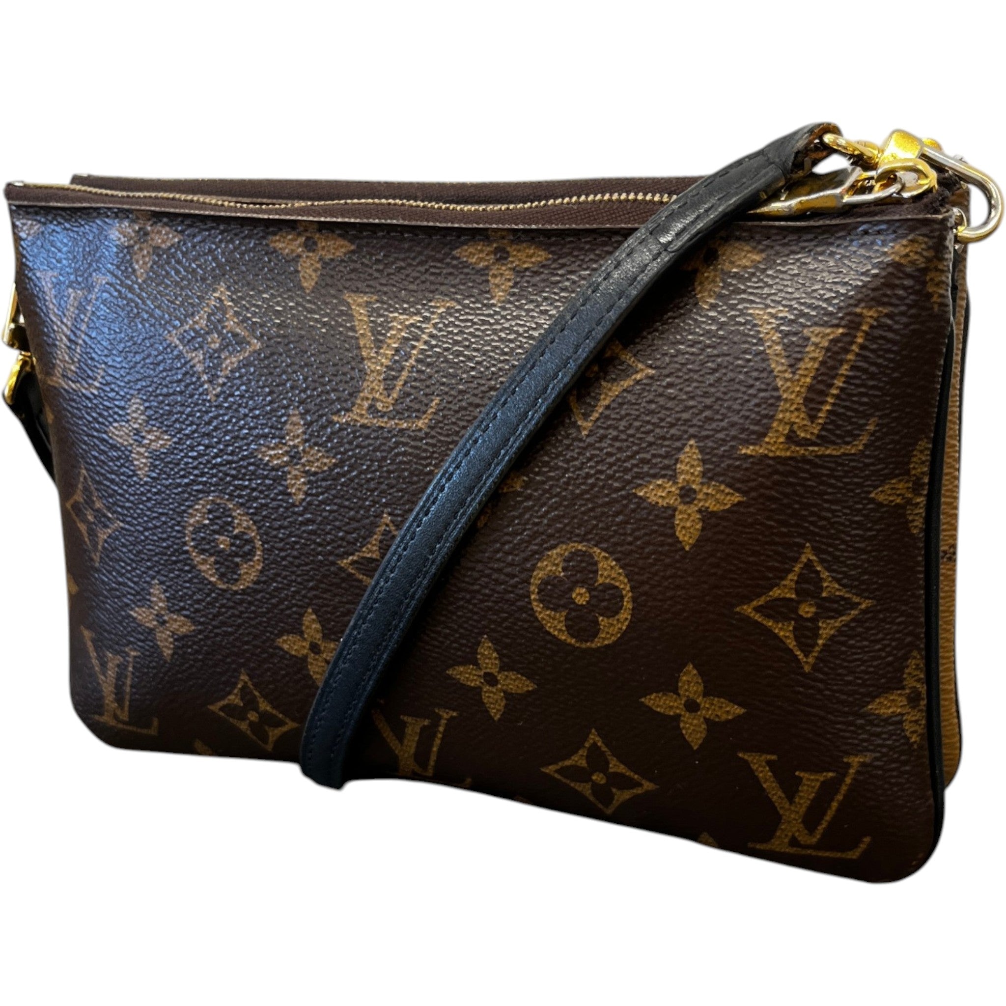 Women's Monogram Giant Double Zip Pochette Bag Brown