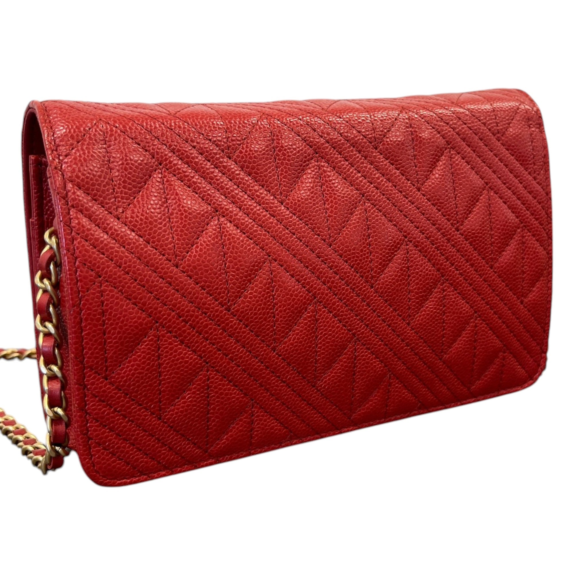 Women's Cc Caviar Mixed Quilt Woc Bag Red