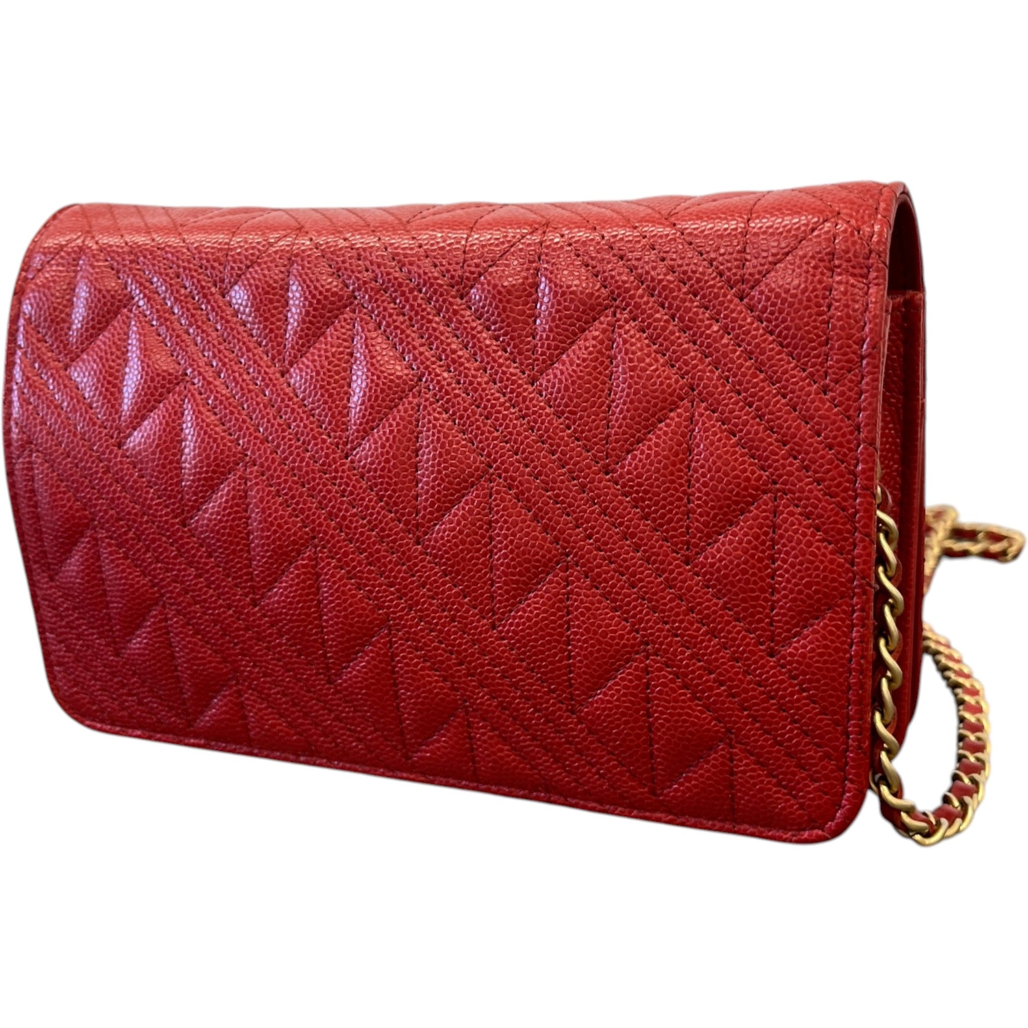Women's Cc Caviar Mixed Quilt Woc Bag Red