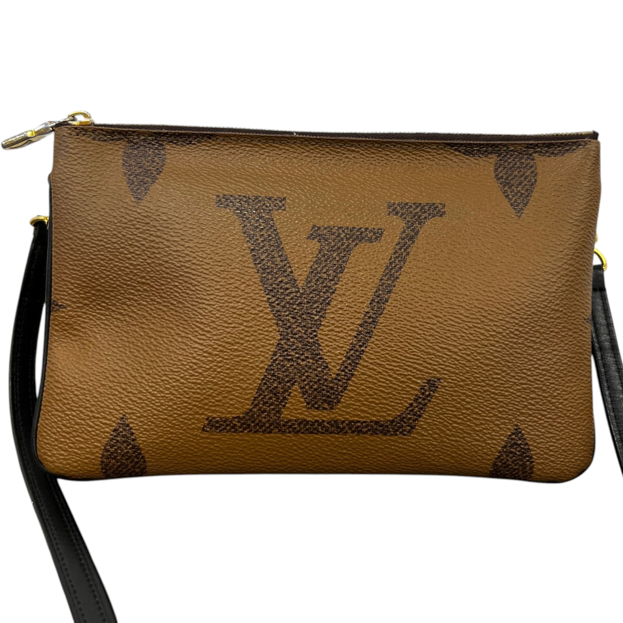 Women's Monogram Giant Double Zip Pochette Bag Brown