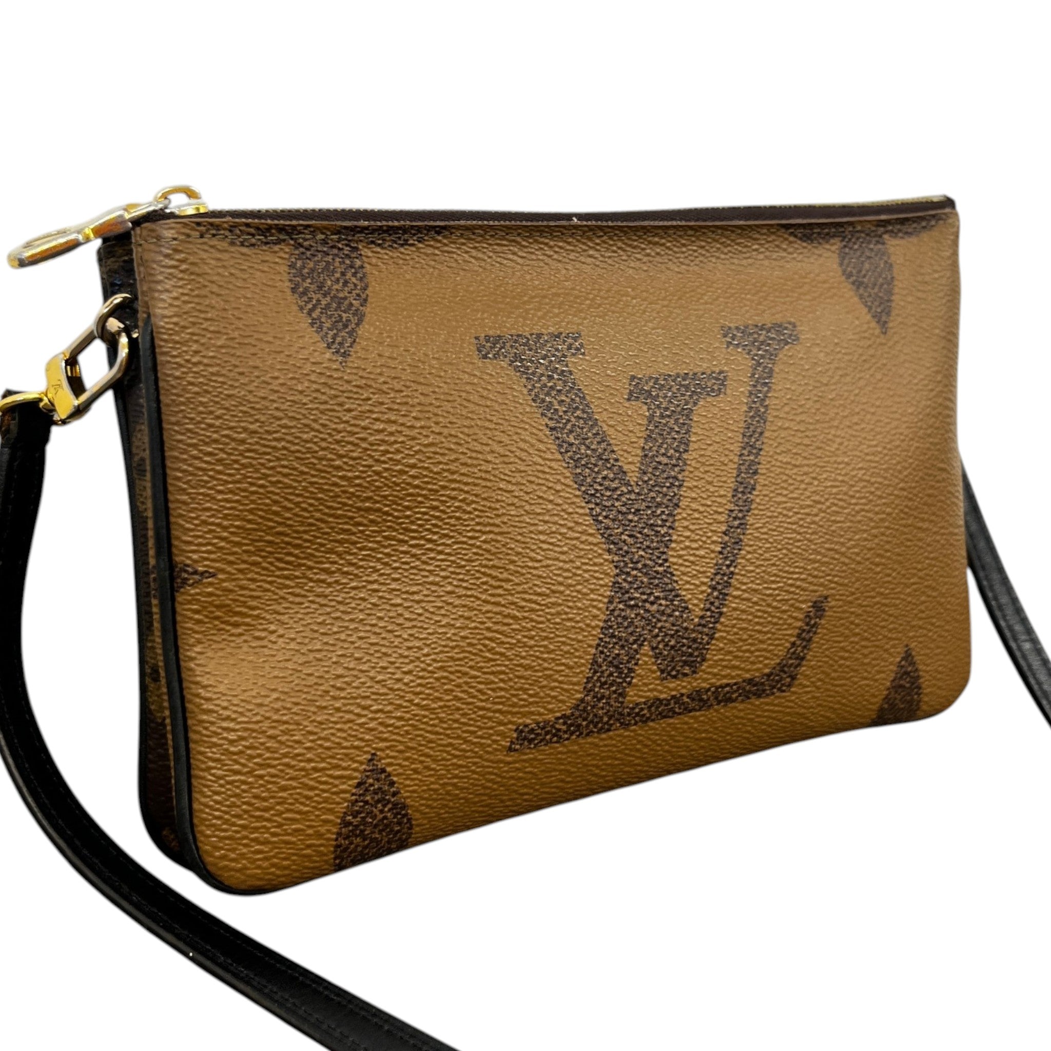Women's Monogram Giant Double Zip Pochette Bag Brown