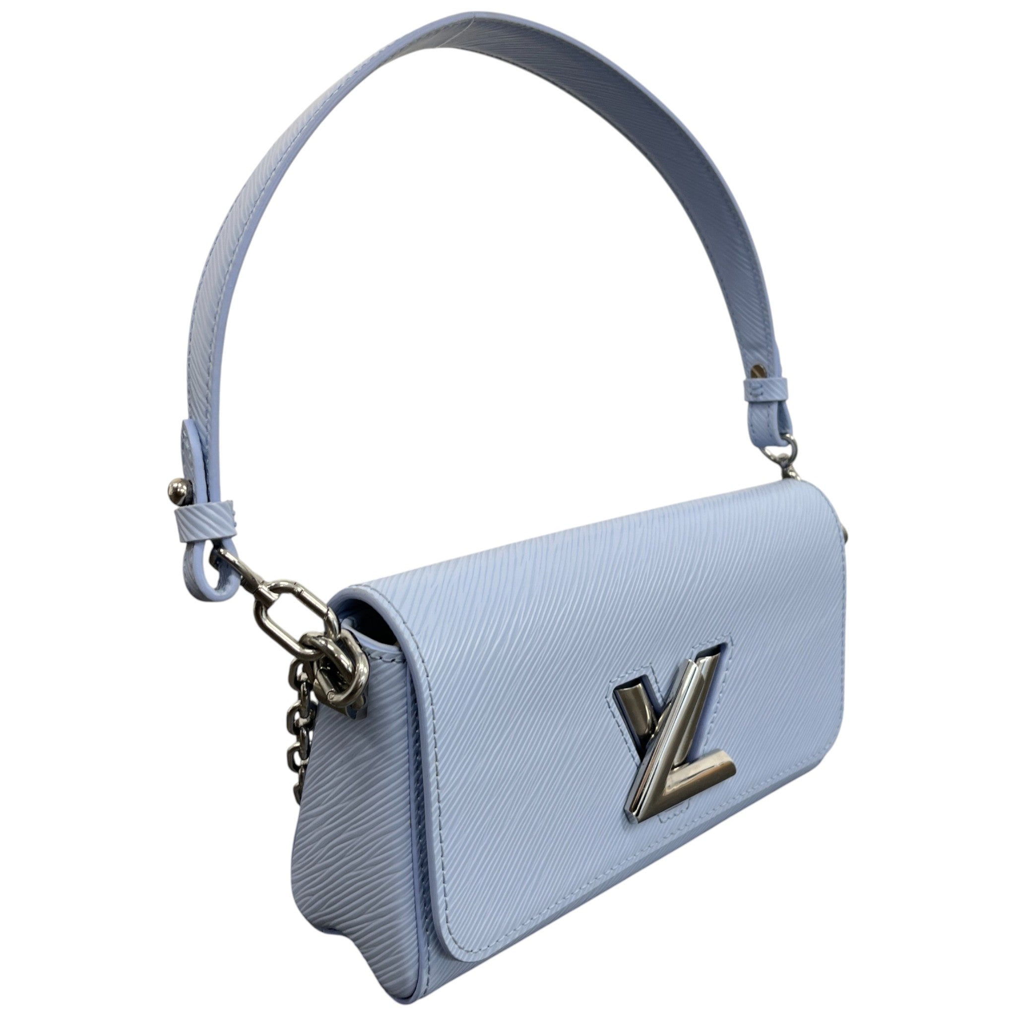 Women's Epi Leather Twist Lock Shoulder Bag Blue