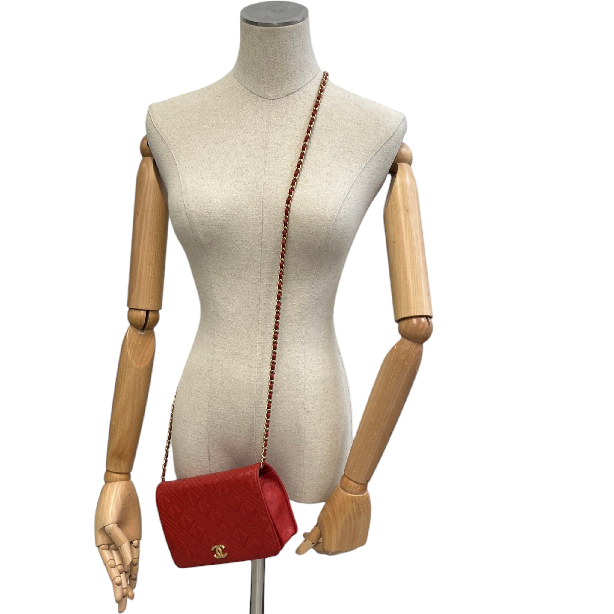 Women's Cc Caviar Mixed Quilt Woc Bag Red