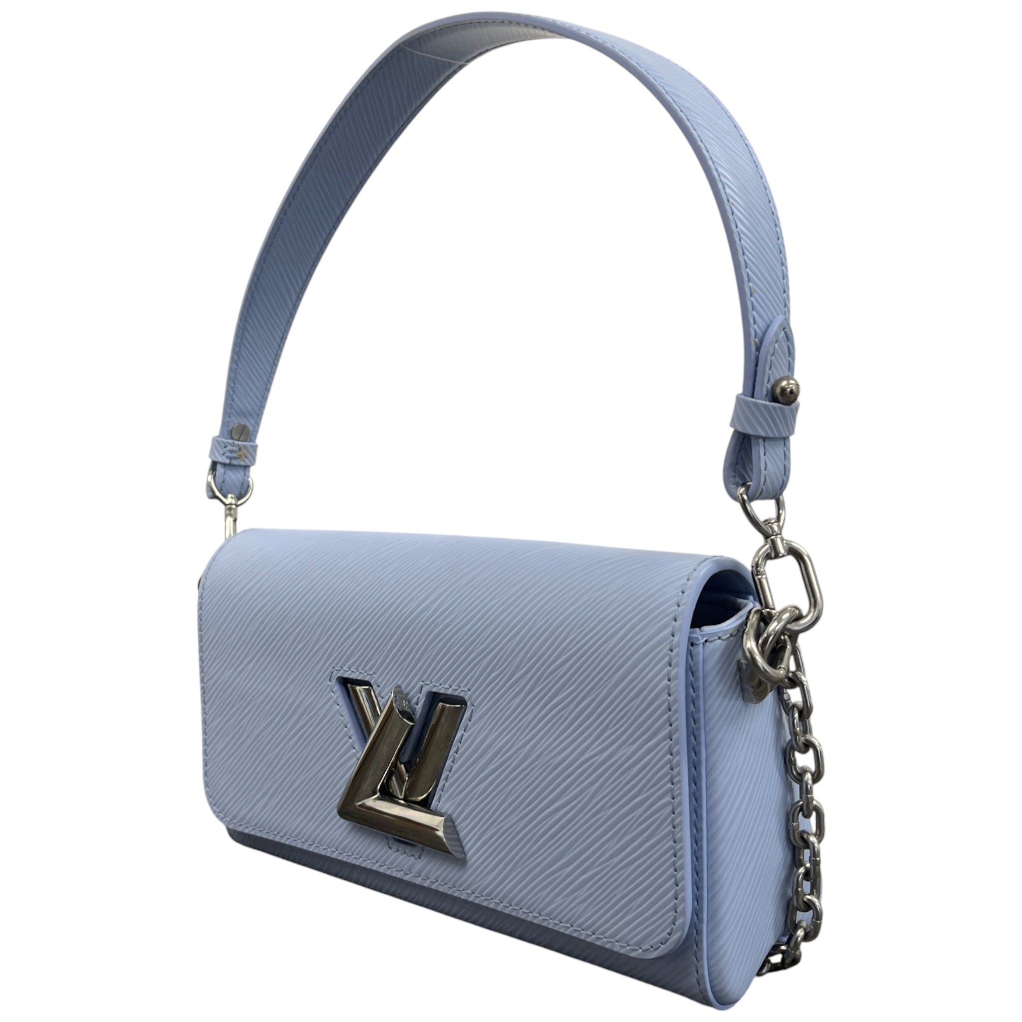 Women's Epi Leather Twist Lock Shoulder Bag Blue