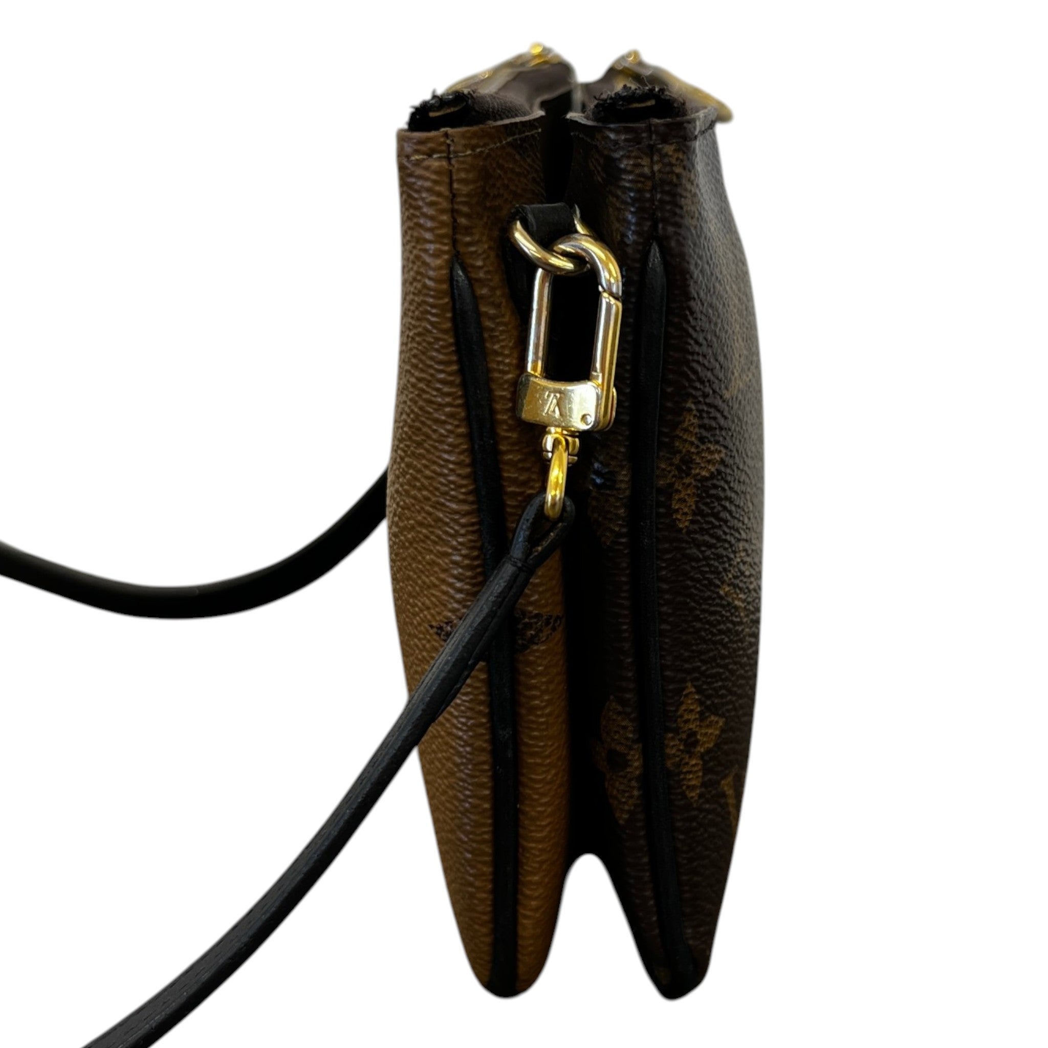 Women's Monogram Giant Double Zip Pochette Bag Brown