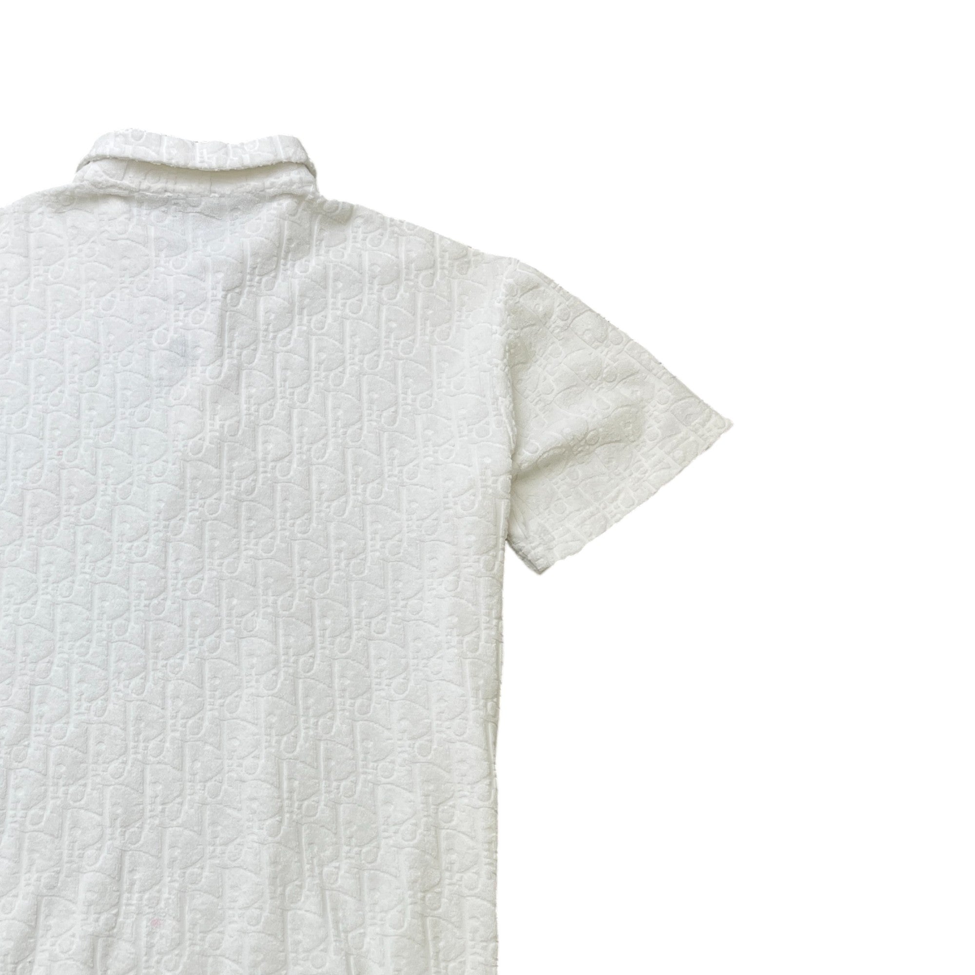 Men's Oblique Towelling Polo Shirt White Size XL