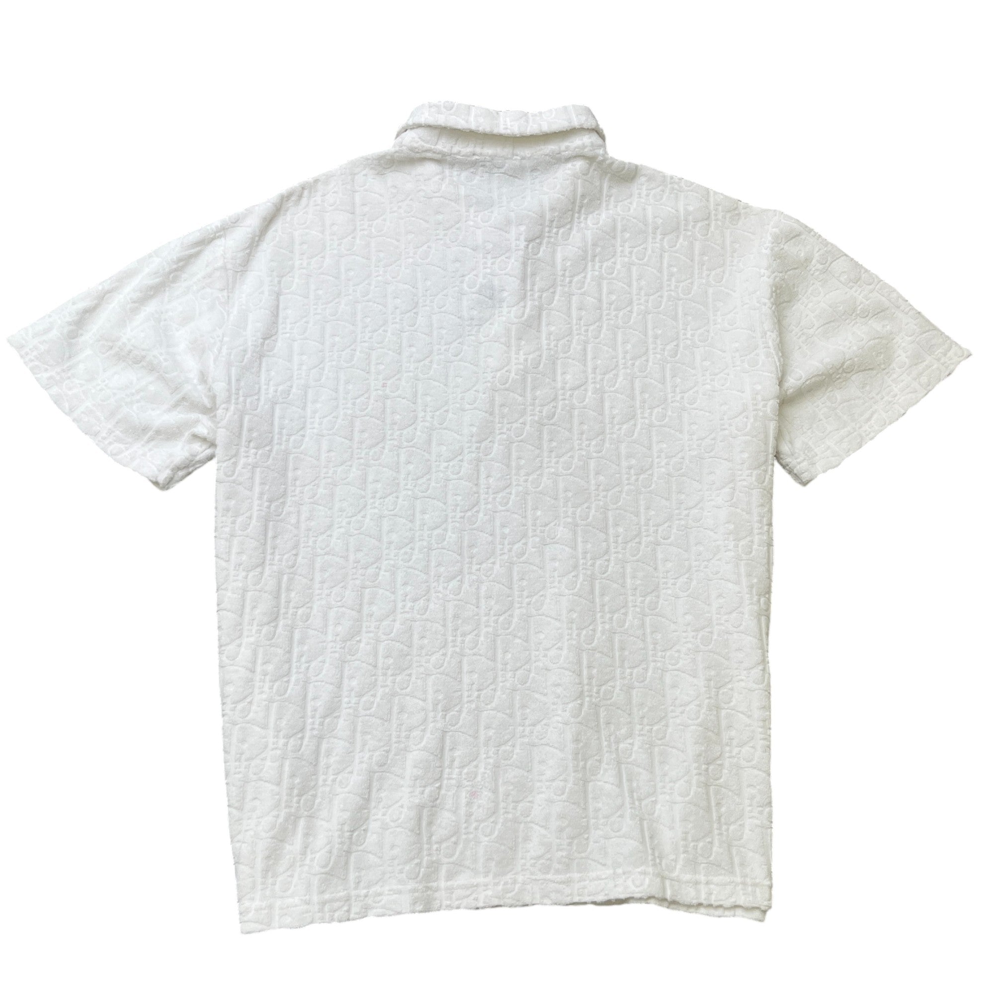 Men's Oblique Towelling Polo Shirt White Size XL