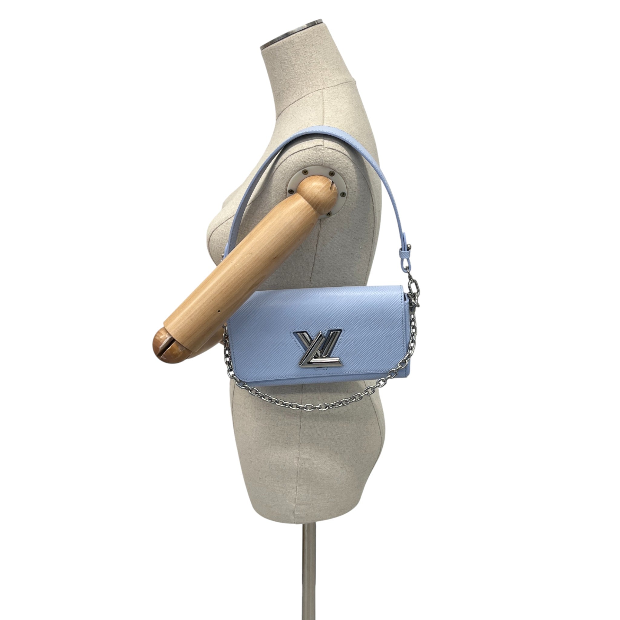 Women's Epi Leather Twist Lock Shoulder Bag Blue