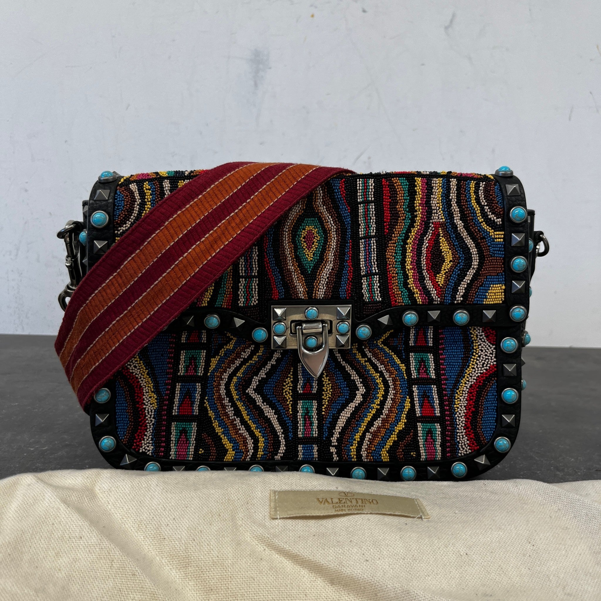 Women's Rockstud Rolling Beaded Santeria Bag Multi-Coloured