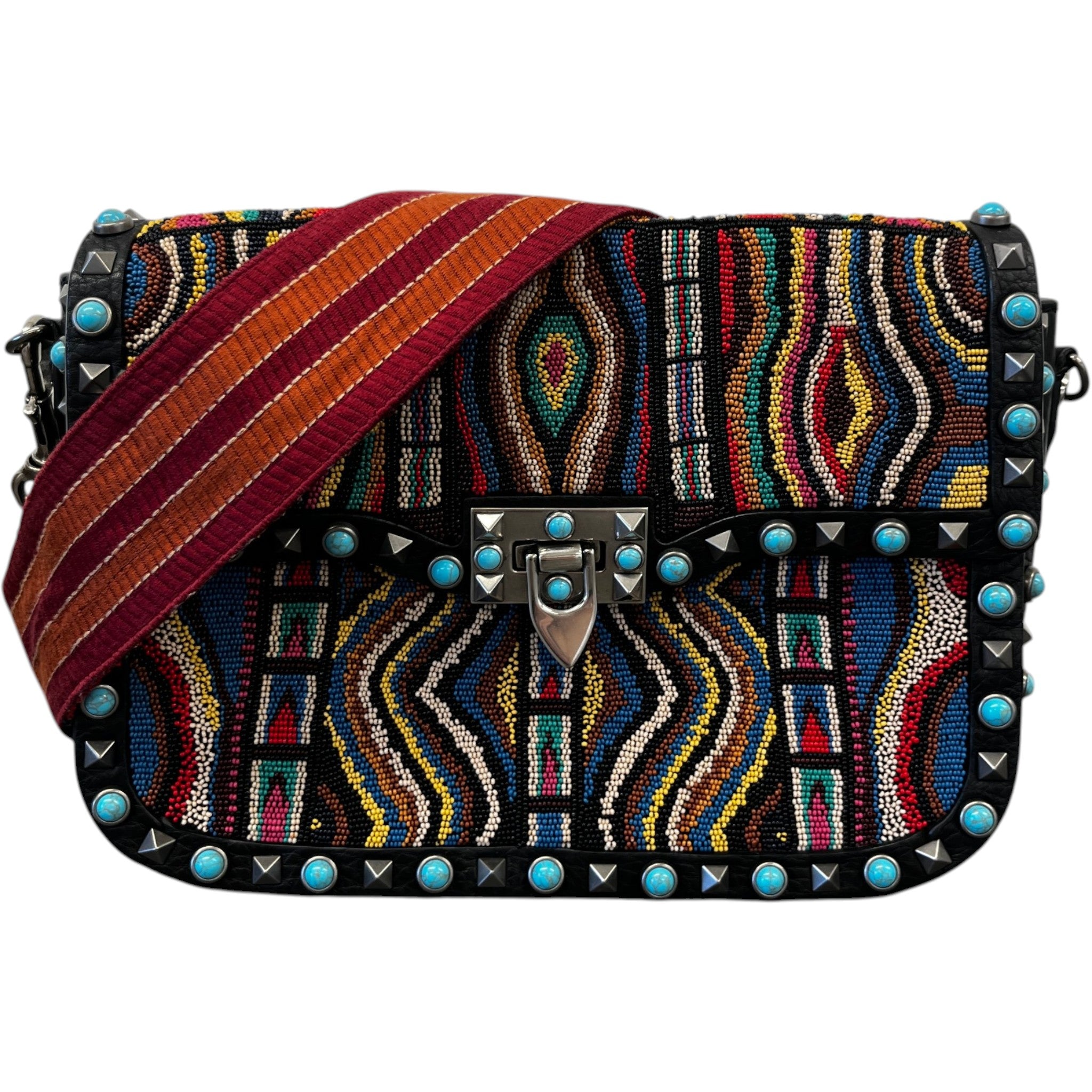 Women's Rockstud Rolling Beaded Santeria Bag Multi-Coloured