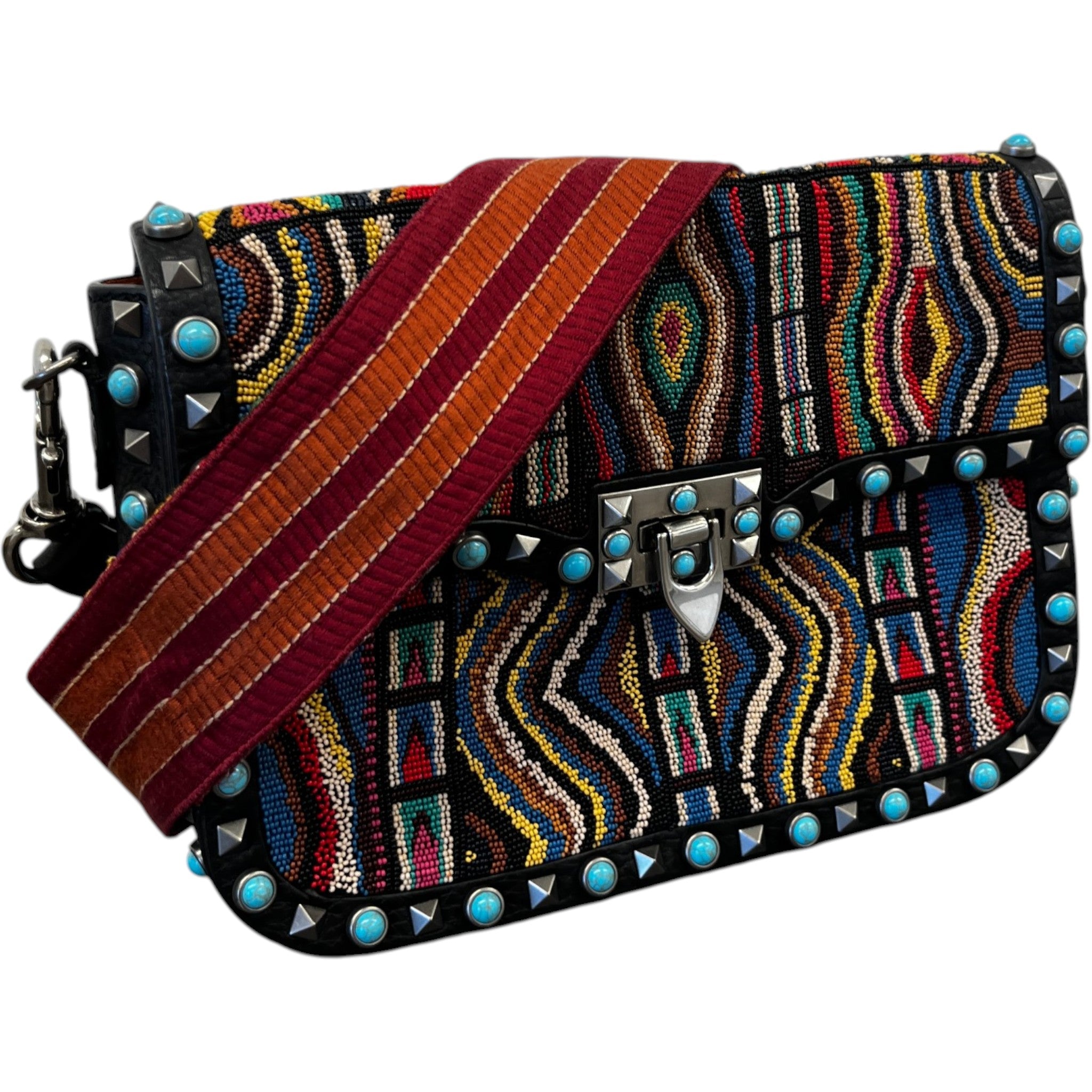 Women's Rockstud Rolling Beaded Santeria Bag Multi-Coloured