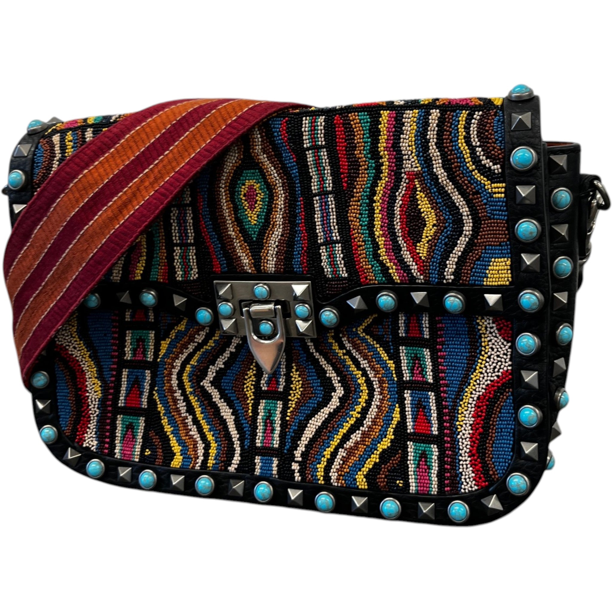 Women's Rockstud Rolling Beaded Santeria Bag Multi-Coloured
