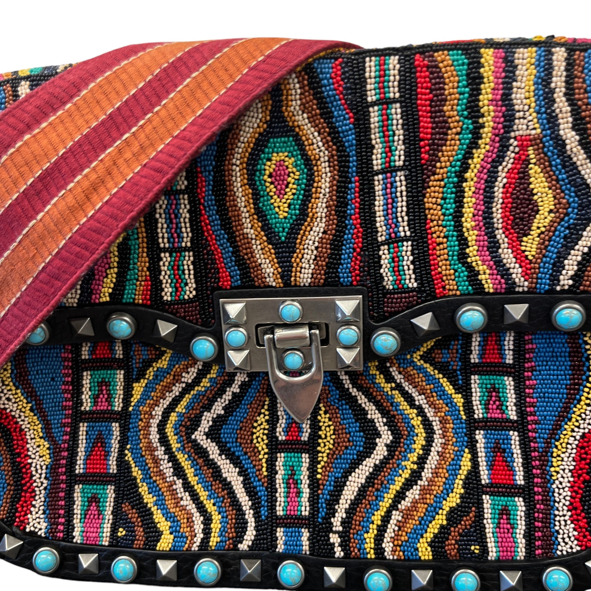 Women's Rockstud Rolling Beaded Santeria Bag Multi-Coloured