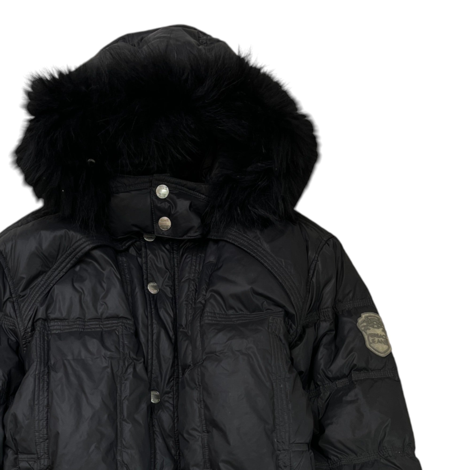 Men's Patch Logo Down Jacket Black Size IT 58 / XXXXL