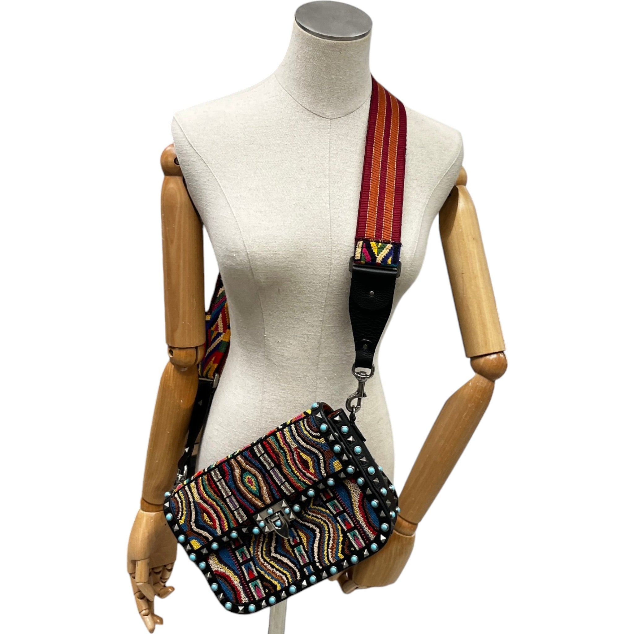 Women's Rockstud Rolling Beaded Santeria Bag Multi-Coloured