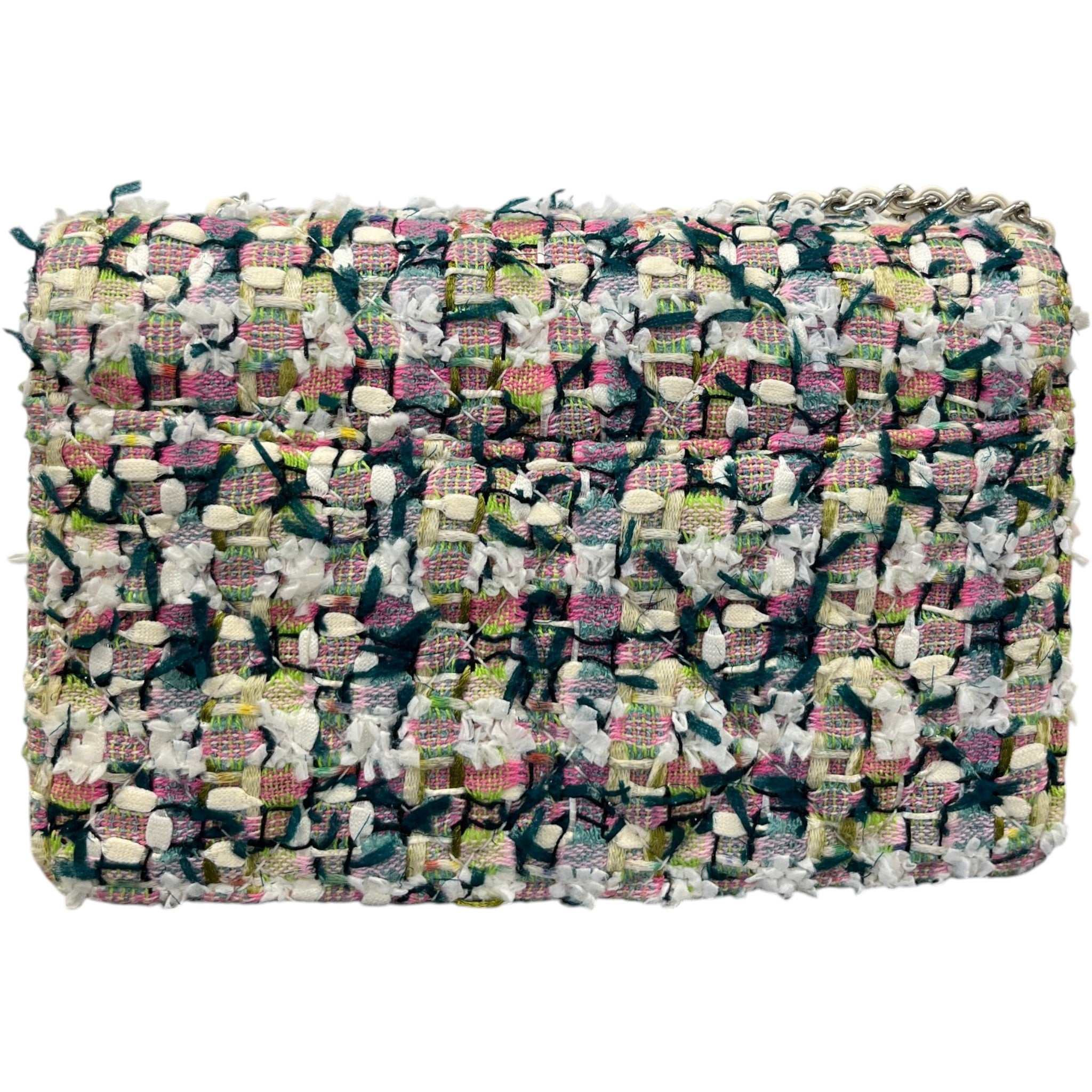 Women's Tweed Beauty Lock Flap Bag White