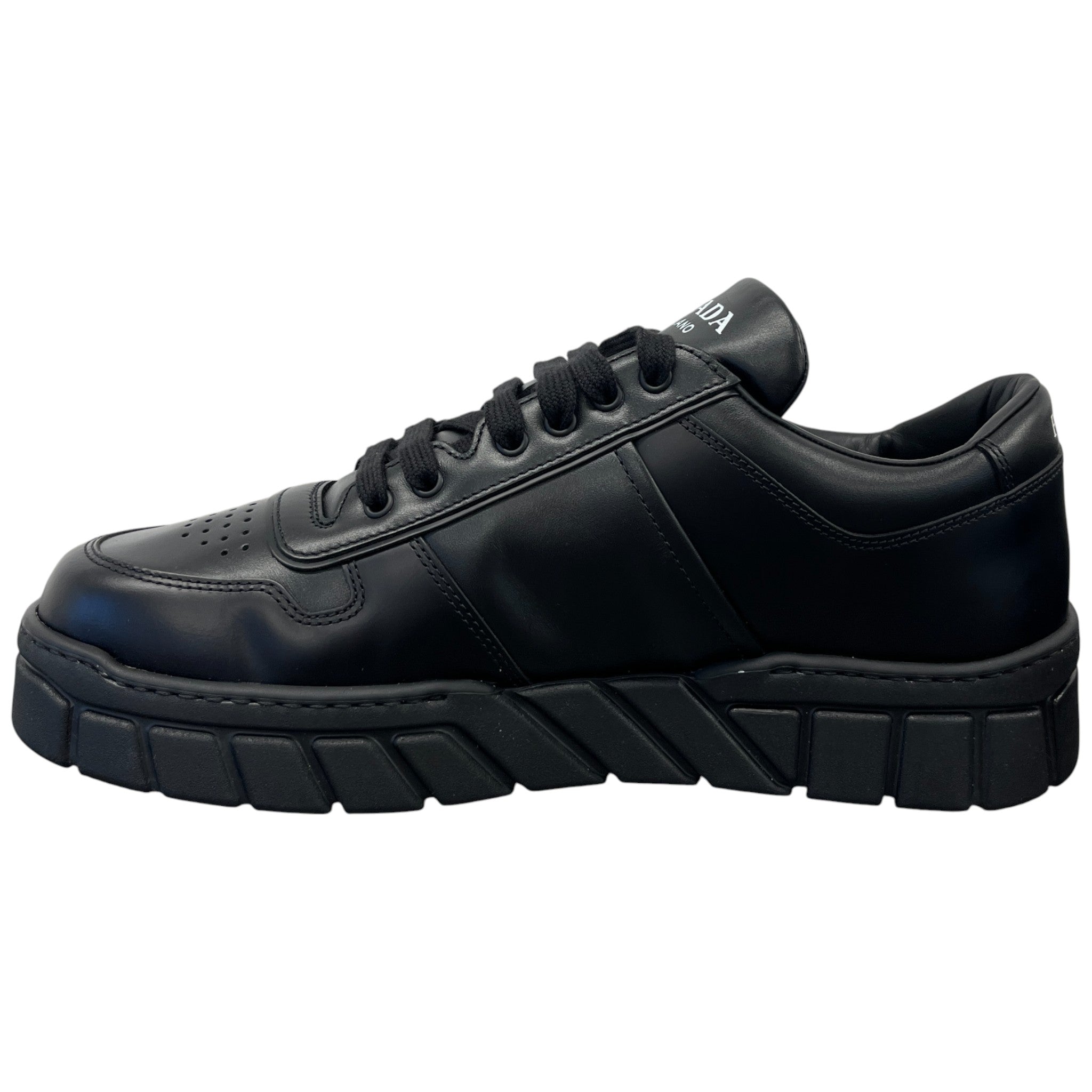 Men's Plaque Logo Low Trainers Black Size EU 46 / UK 12