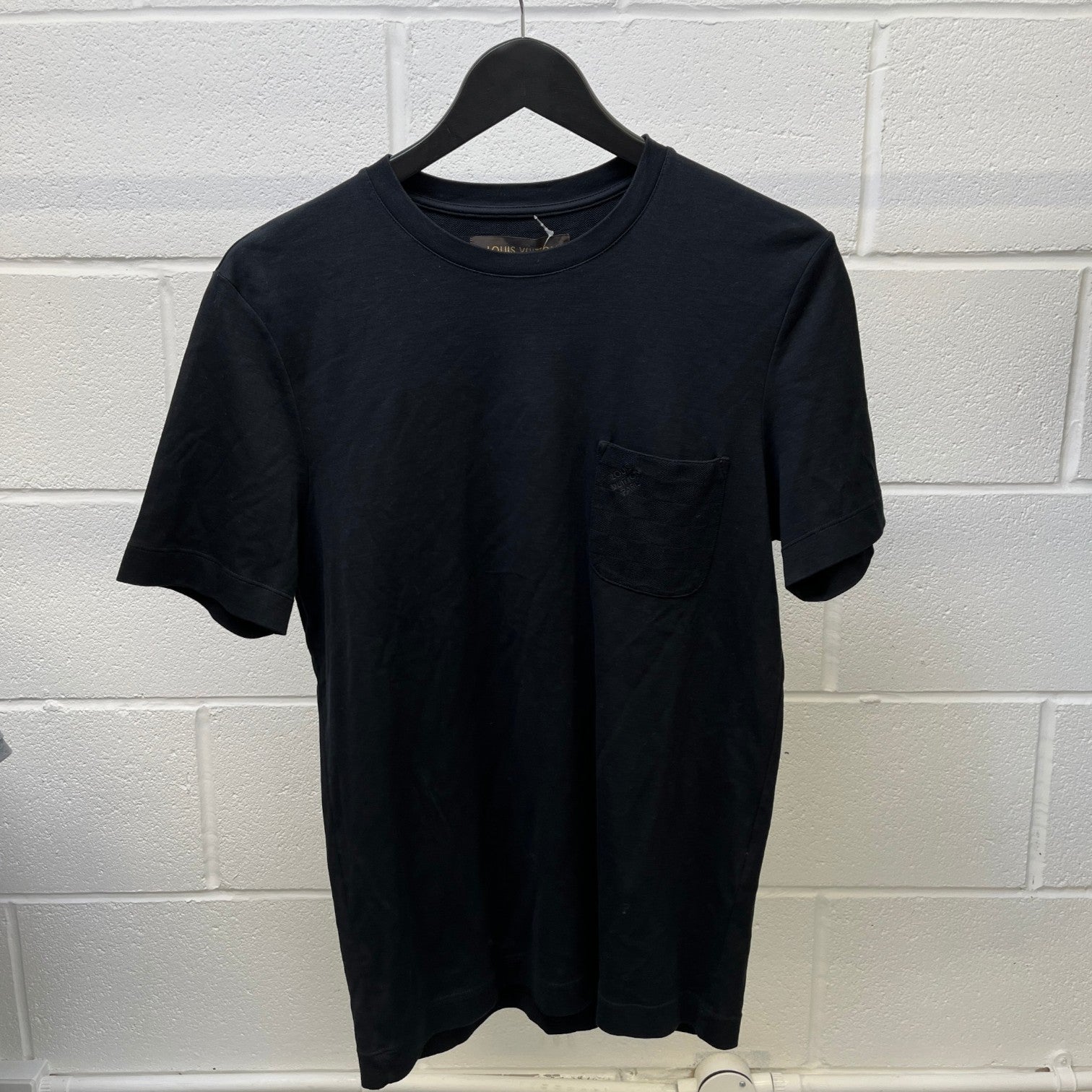 Men's Damier Pocket T-Shirt Black Size S