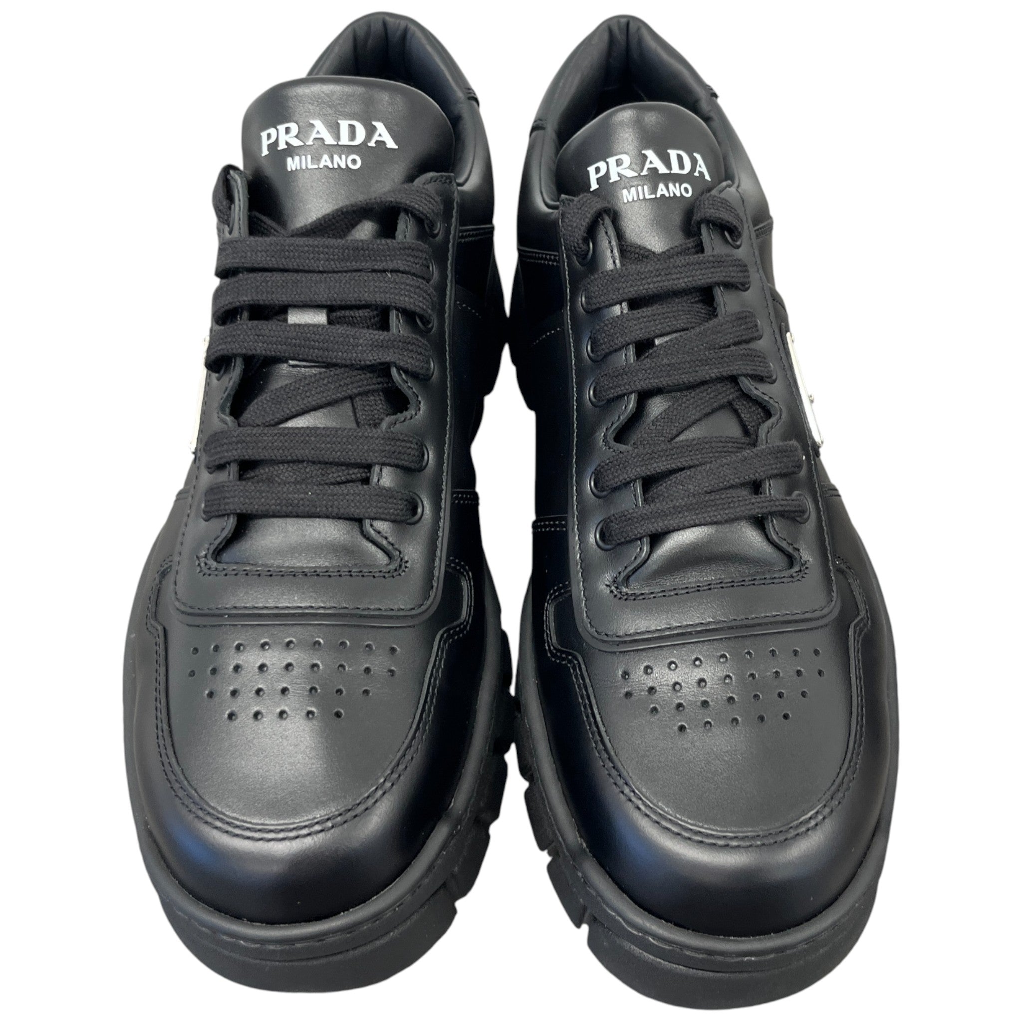 Men's Plaque Logo Low Trainers Black Size EU 46 / UK 12