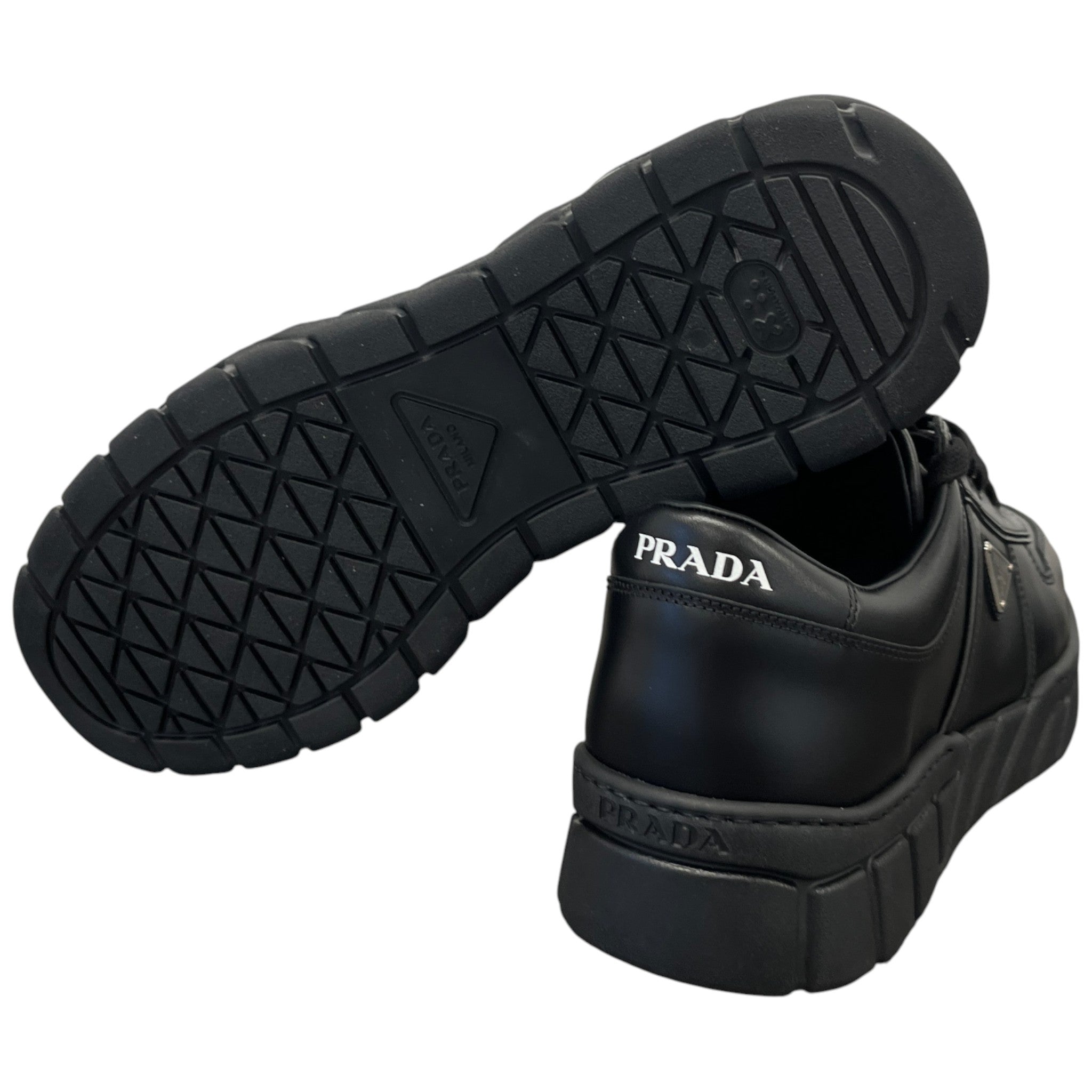 Men's Plaque Logo Low Trainers Black Size EU 46 / UK 12