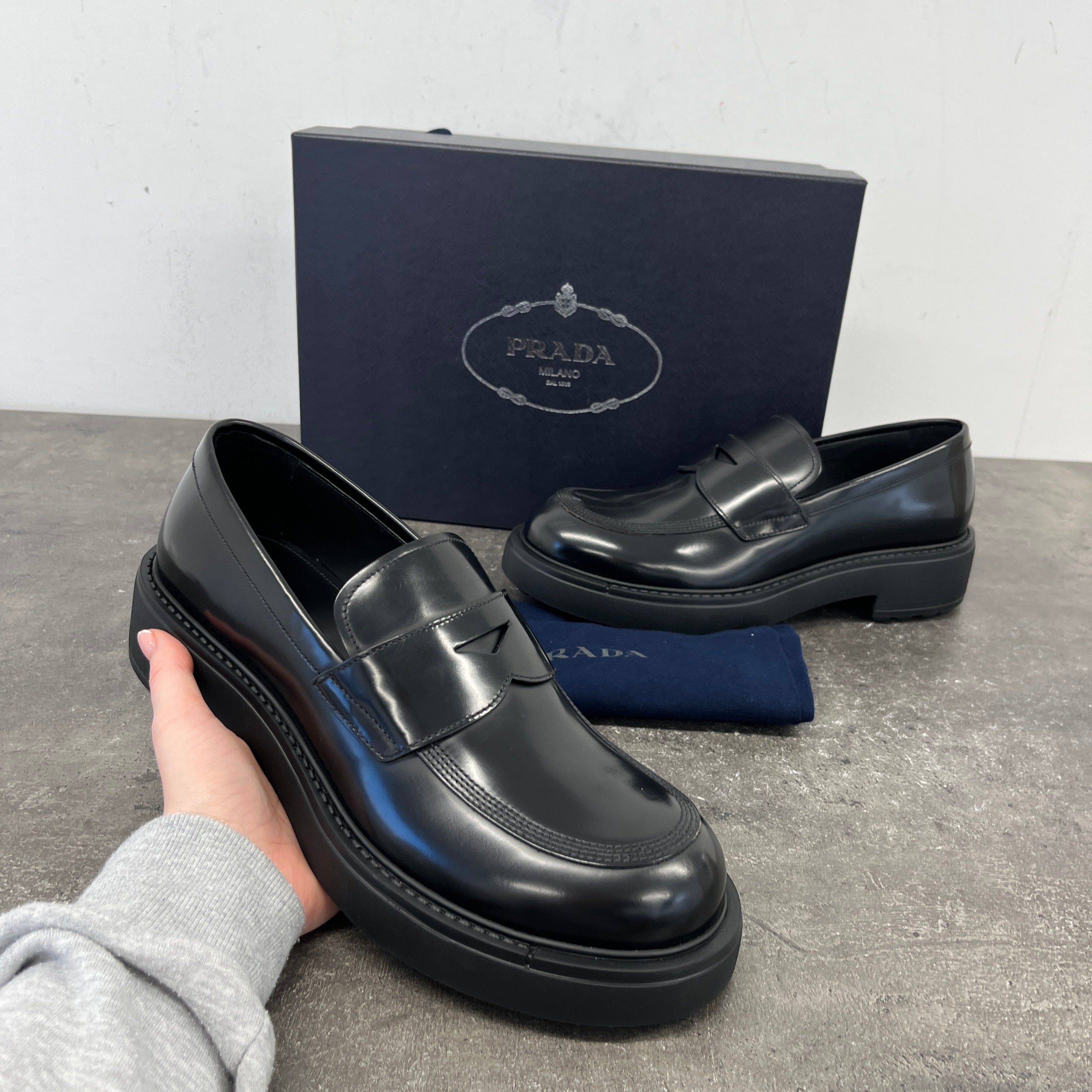 Men's Penny-Slot Loafers Black Size EU 41 / UK 7