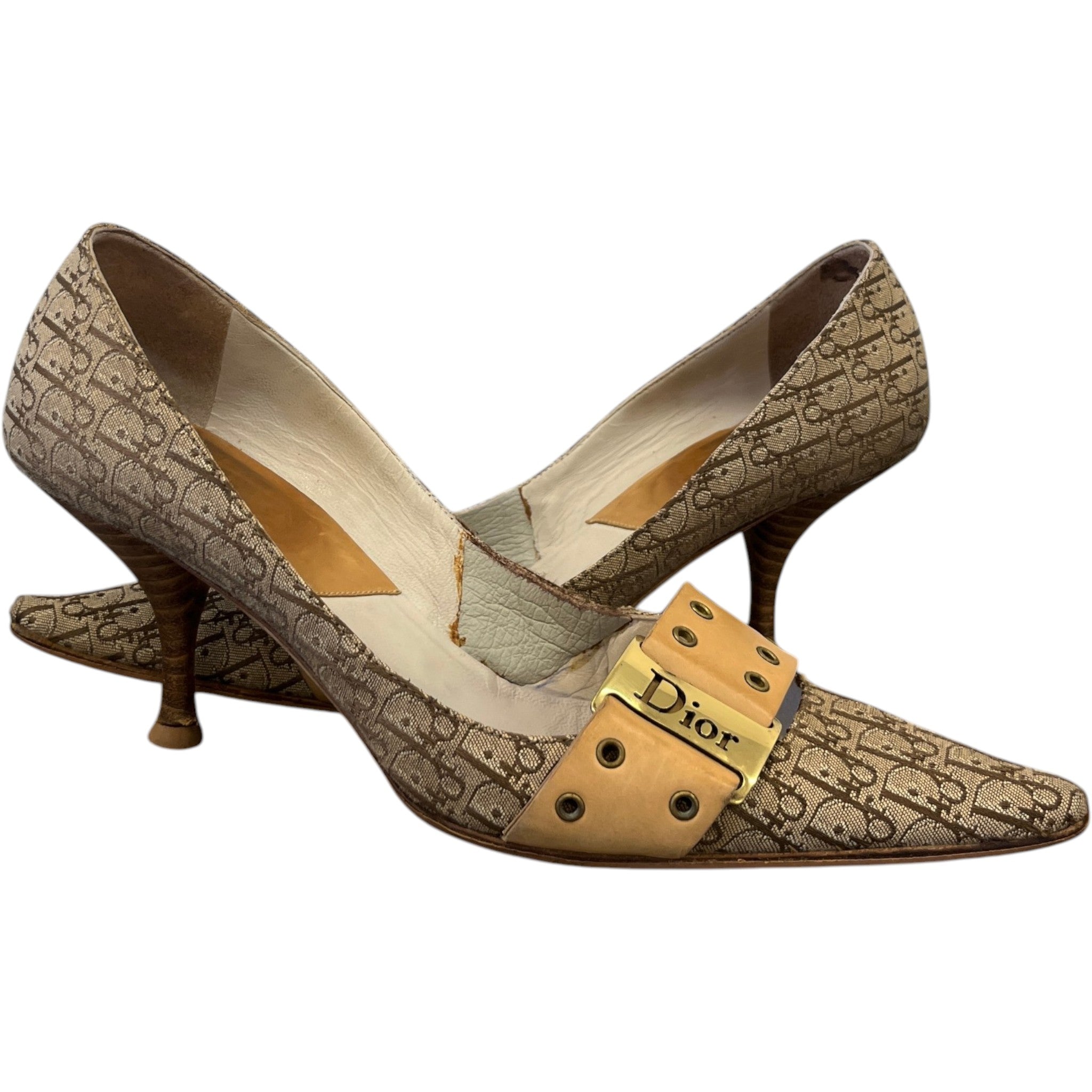 Women's Buckle Detail Kittern Heels Beige Size EU 37.5 / UK 4.5